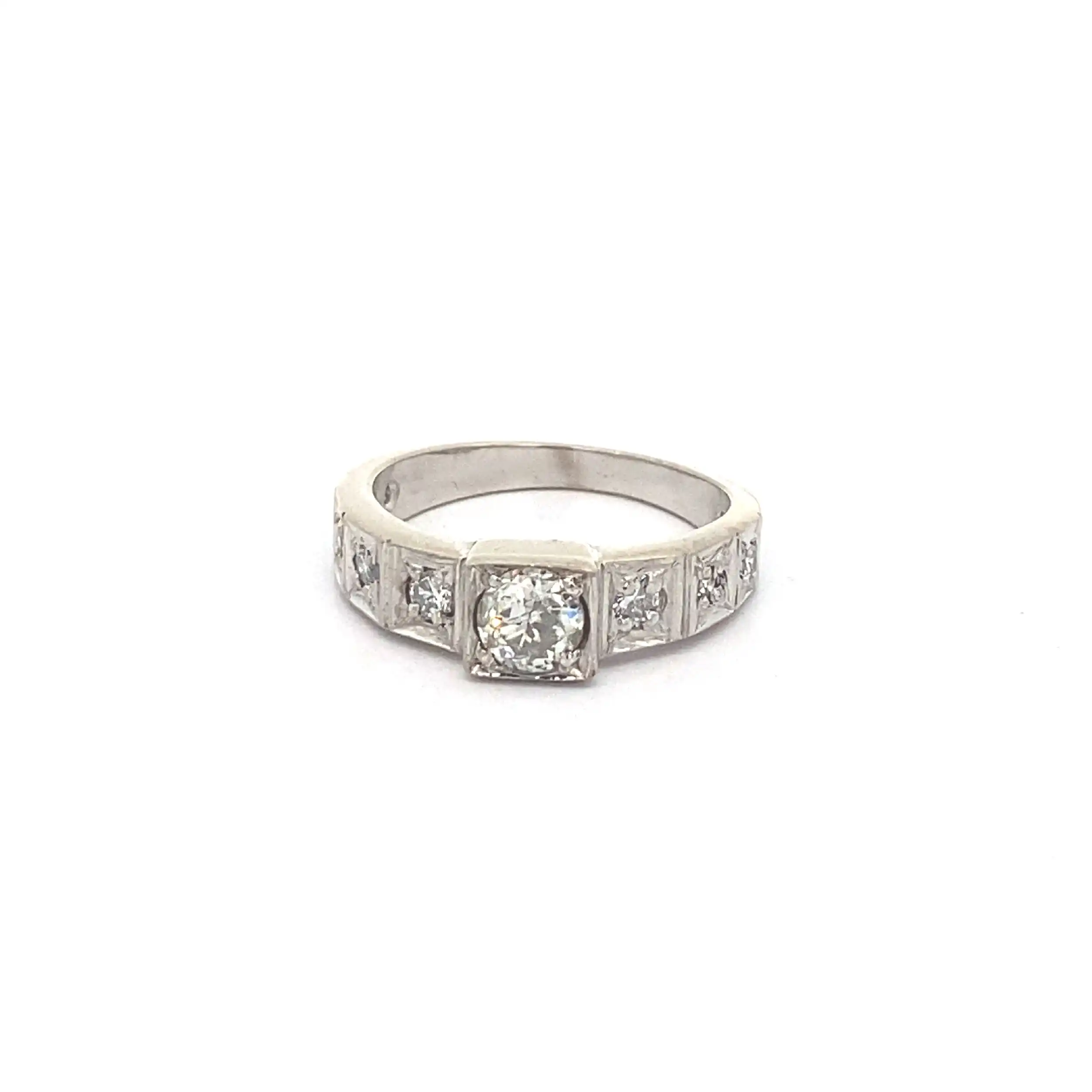 Ring Weißgold mit Altschliff Brillant, Brillanten und Diamanten Ring Weißgold mit Altschliff Brillant, Brillanten und Diamanten