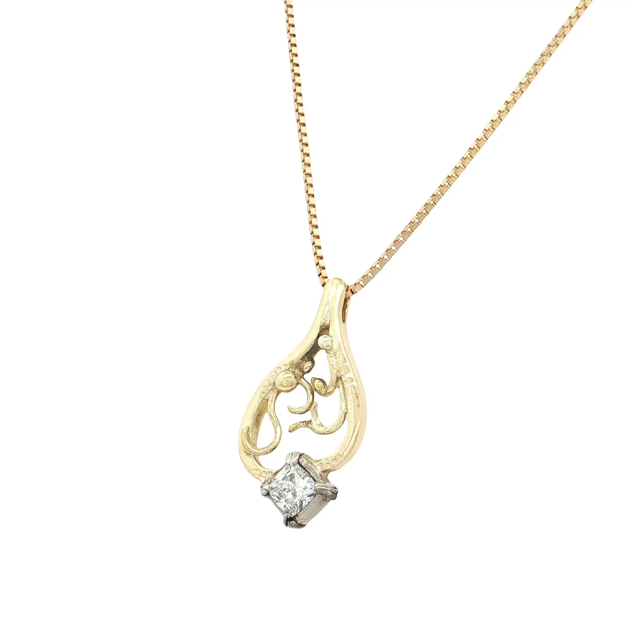 Kette Bicolor mit Anhänger mit Princess Cut Diamant Kette Bicolor mit Anhänger mit Princess Cut Diamant