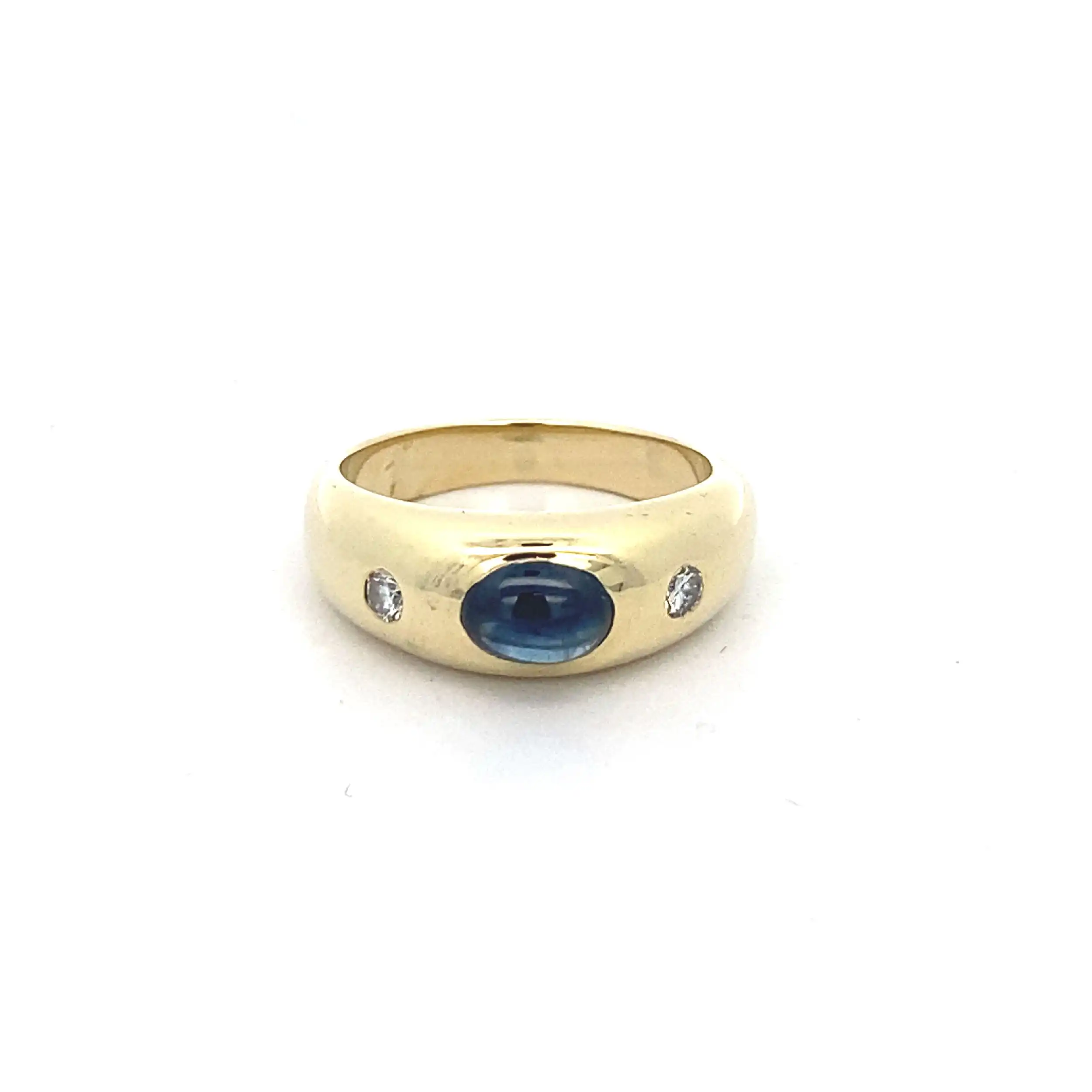 Ring Gelbgold mit Saphir Cabochon und Brillanten Ring Gelbgold mit Saphir Cabochon und Brillanten