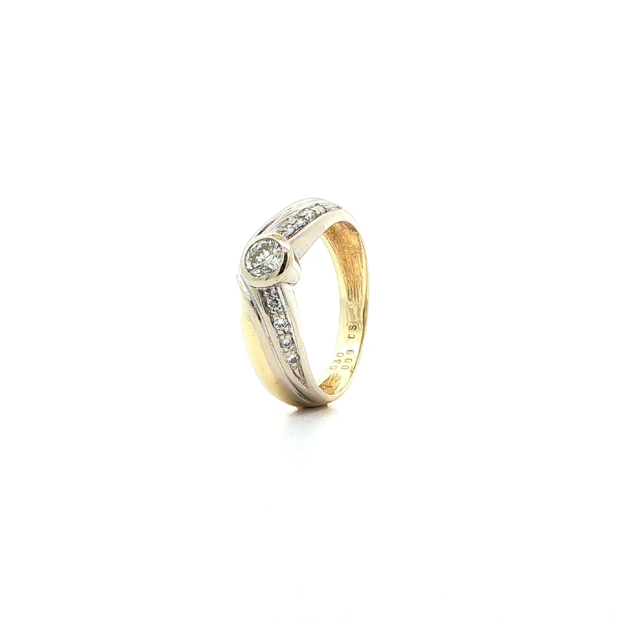 Ring Bicolor mit Brillanten, graviert mit 0,30ct. & 0,09ct.