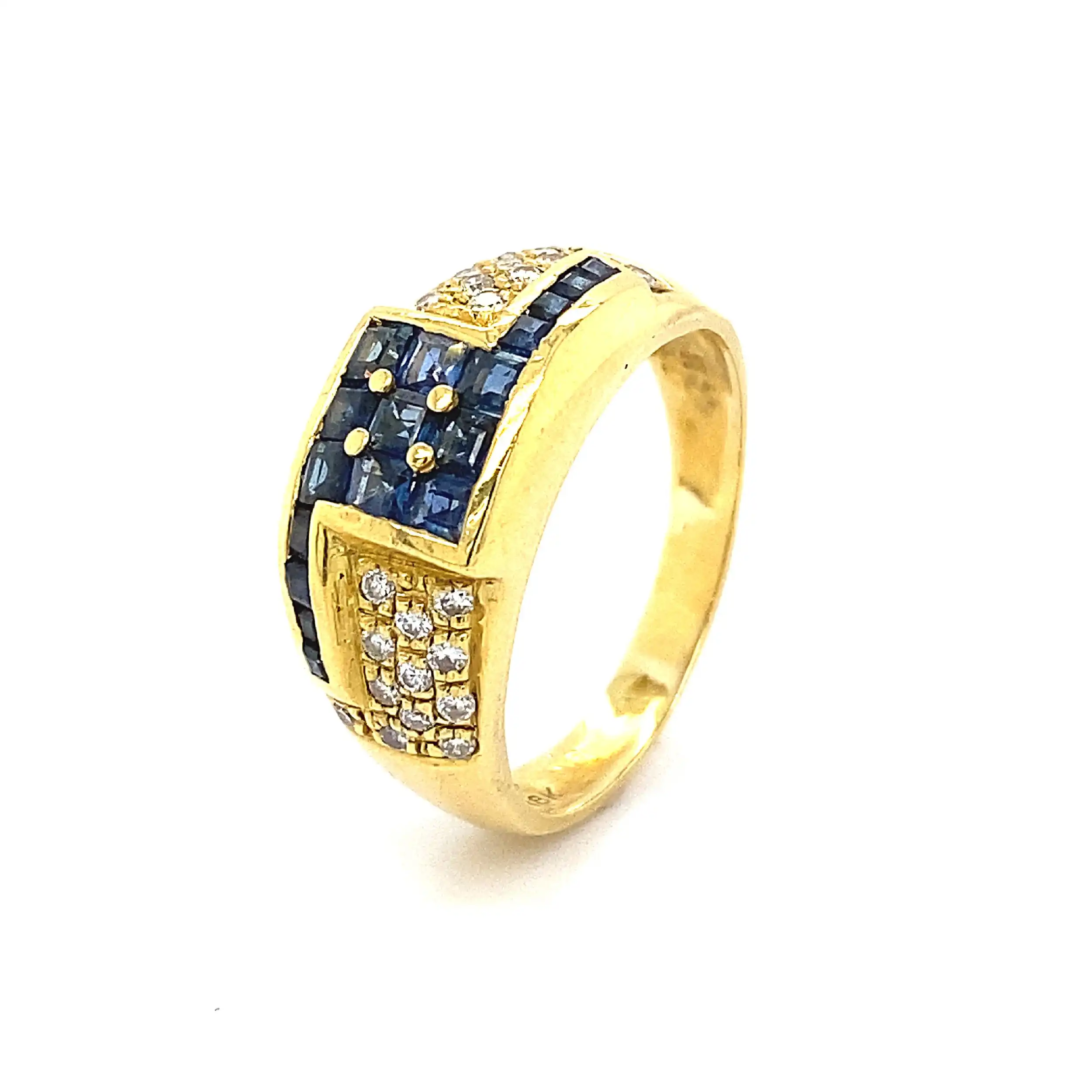 Ring Gelbgold mit Brillanten und blauen Farbsteinen Ring Gelbgold mit Brillanten und blauen Farbsteinen