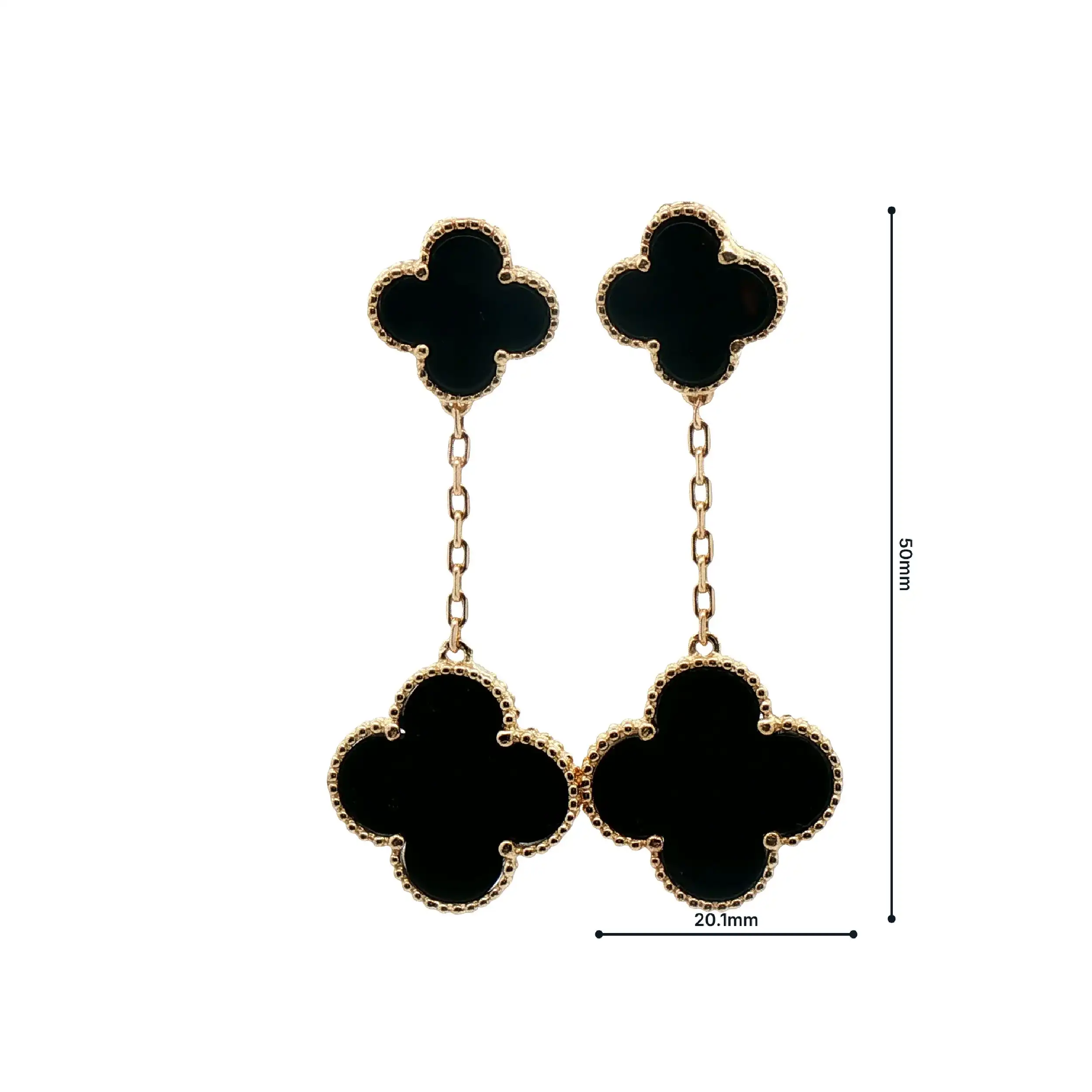 Ohrhänger Gelbgold Blume mit Onyx