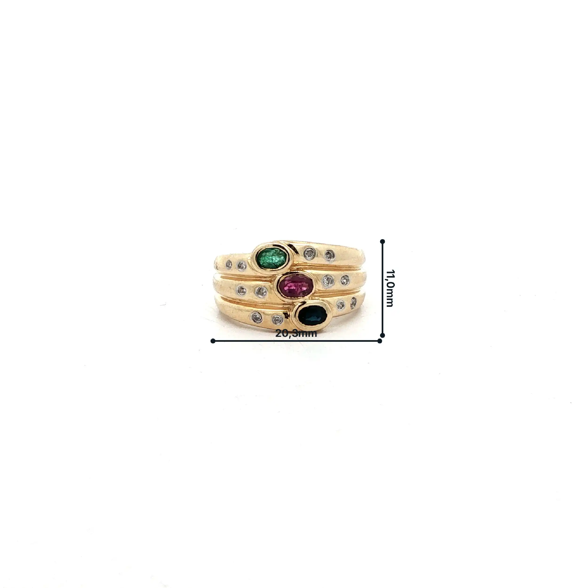 Ring Gelbgold mit Diamanten und bunten Farbsteinen