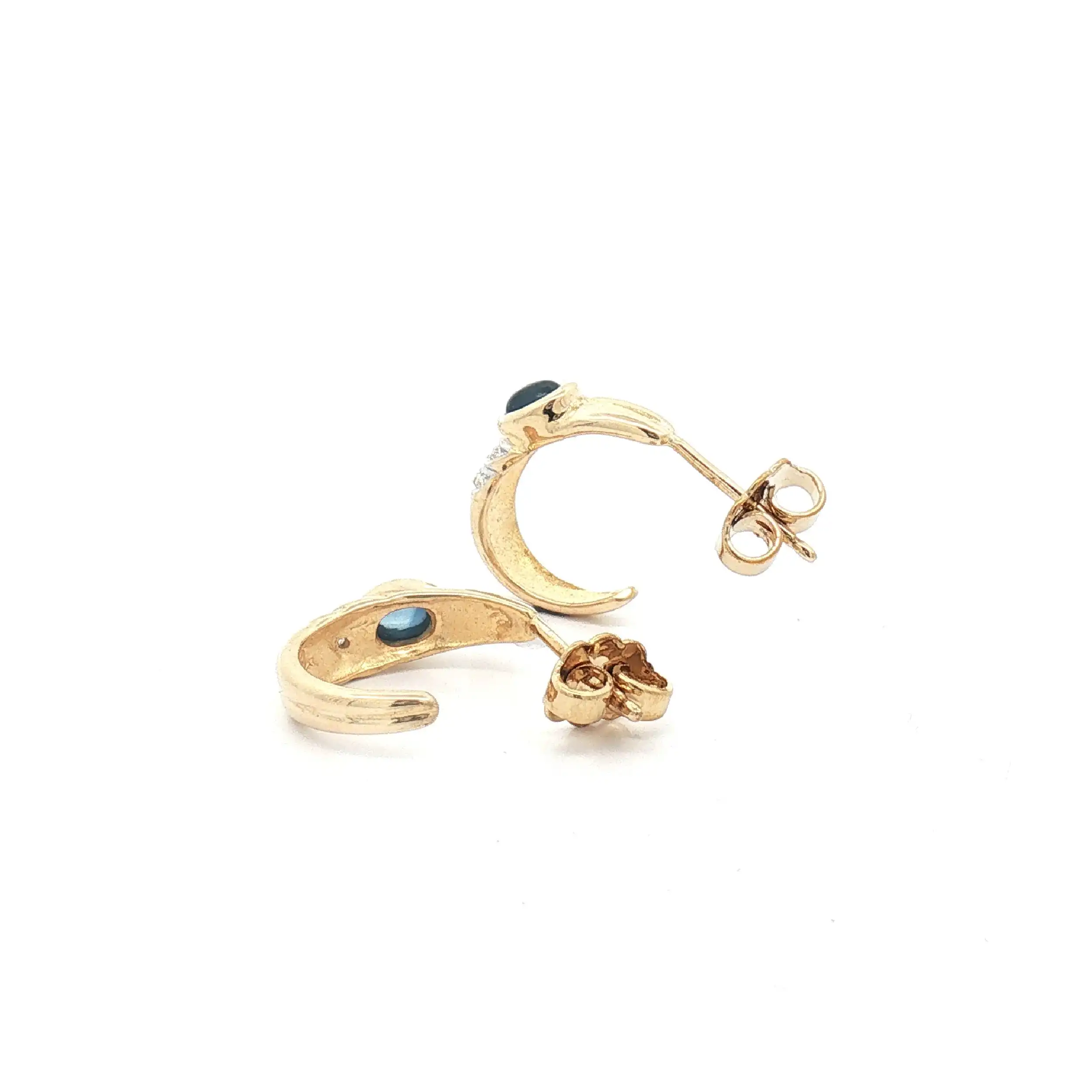 Ohrringe Bicolor mit Saphir Cabochon und Diamanten