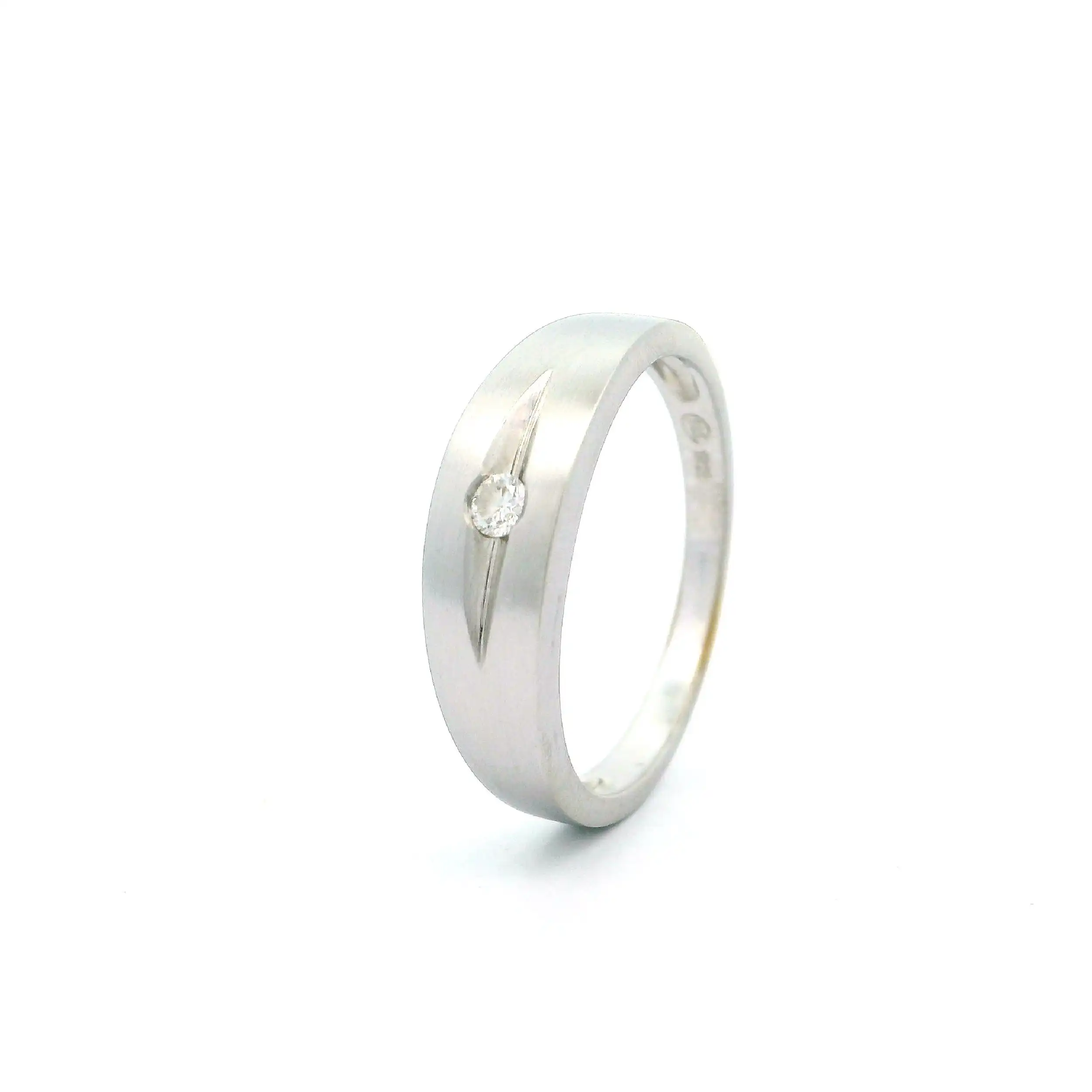 Ring Weißgold mattiert mit Brillant