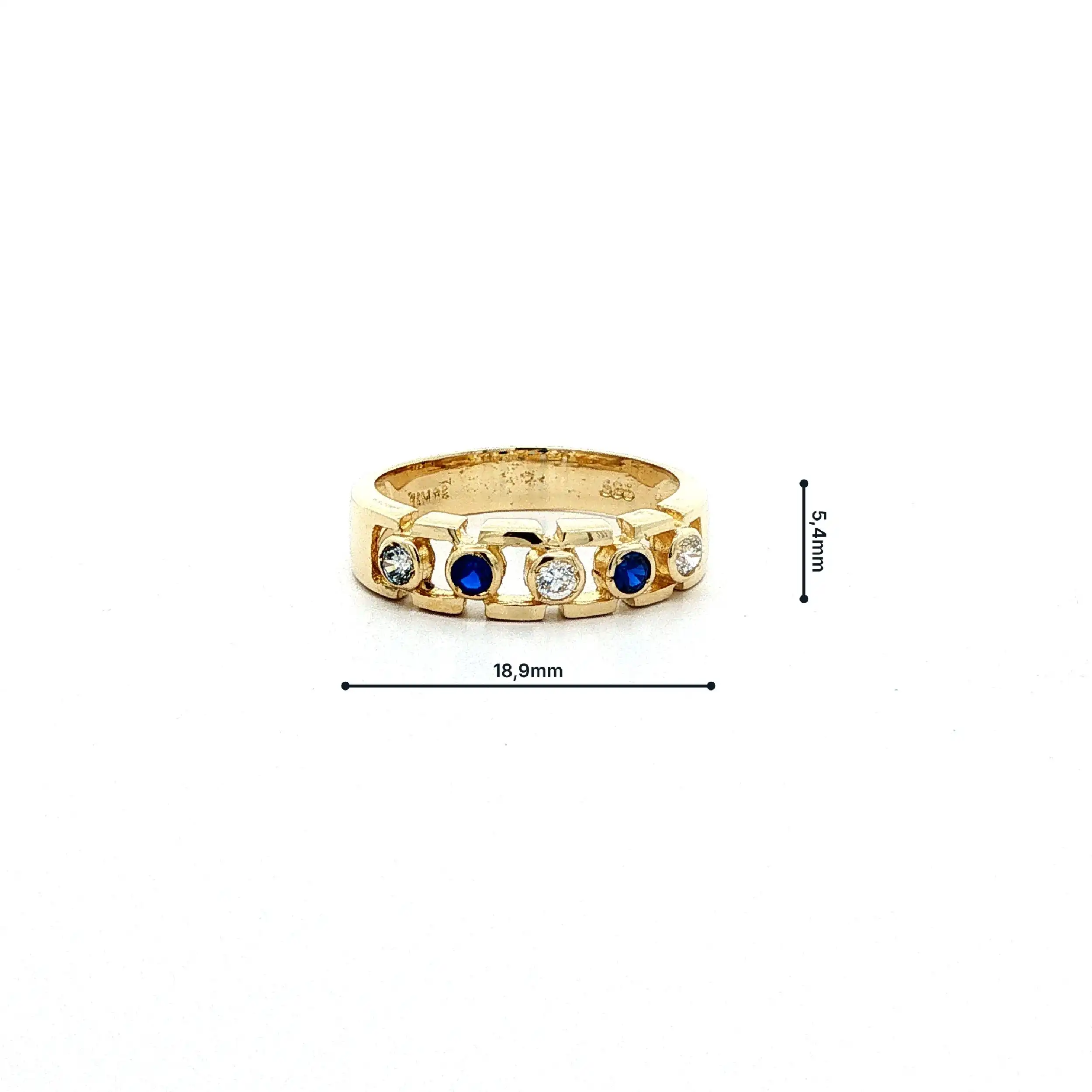 Ring Gelbgold mit blauen Farbsteinen & Zirkonia