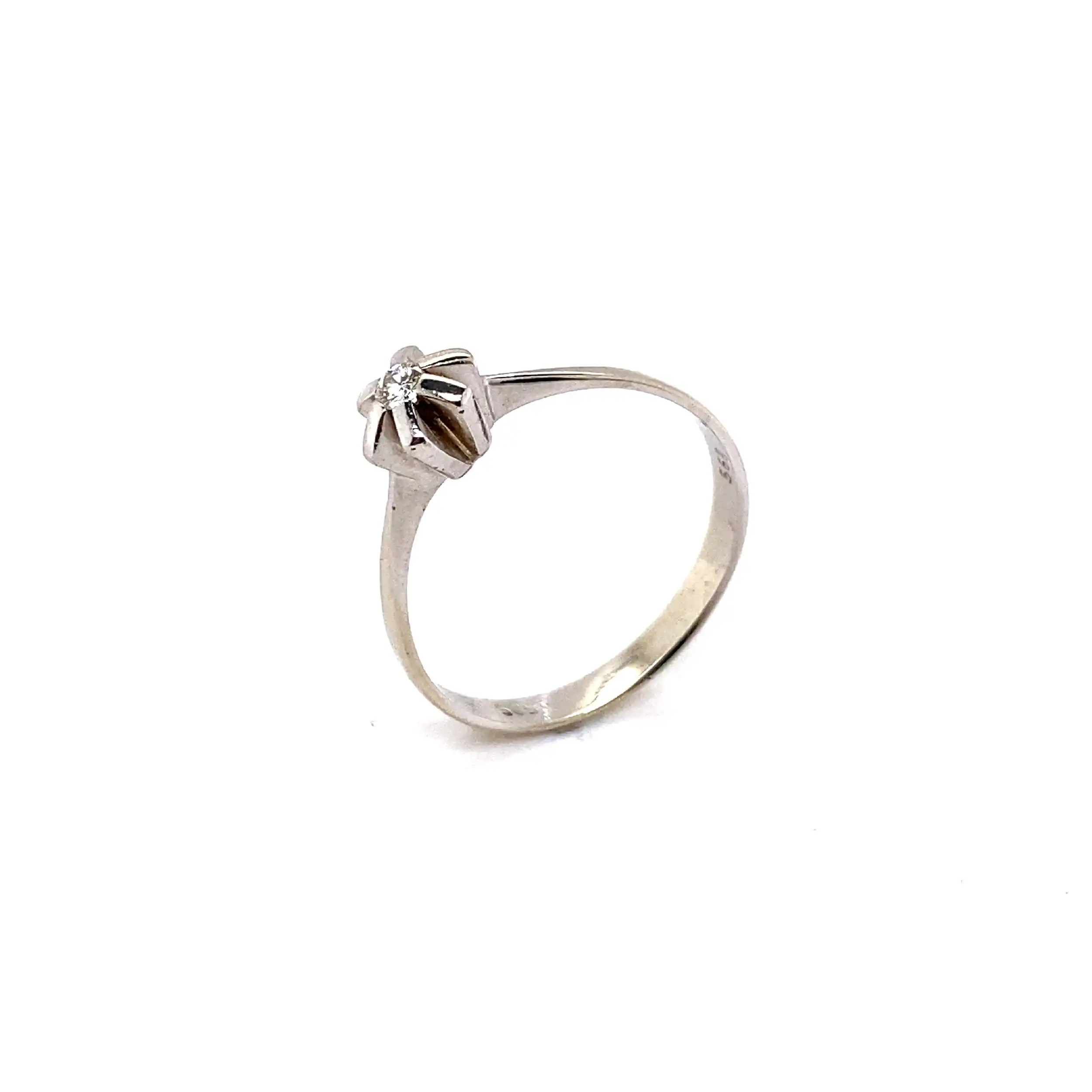 Ring Weißgold mit Brillant, graviert mit 0,07ct