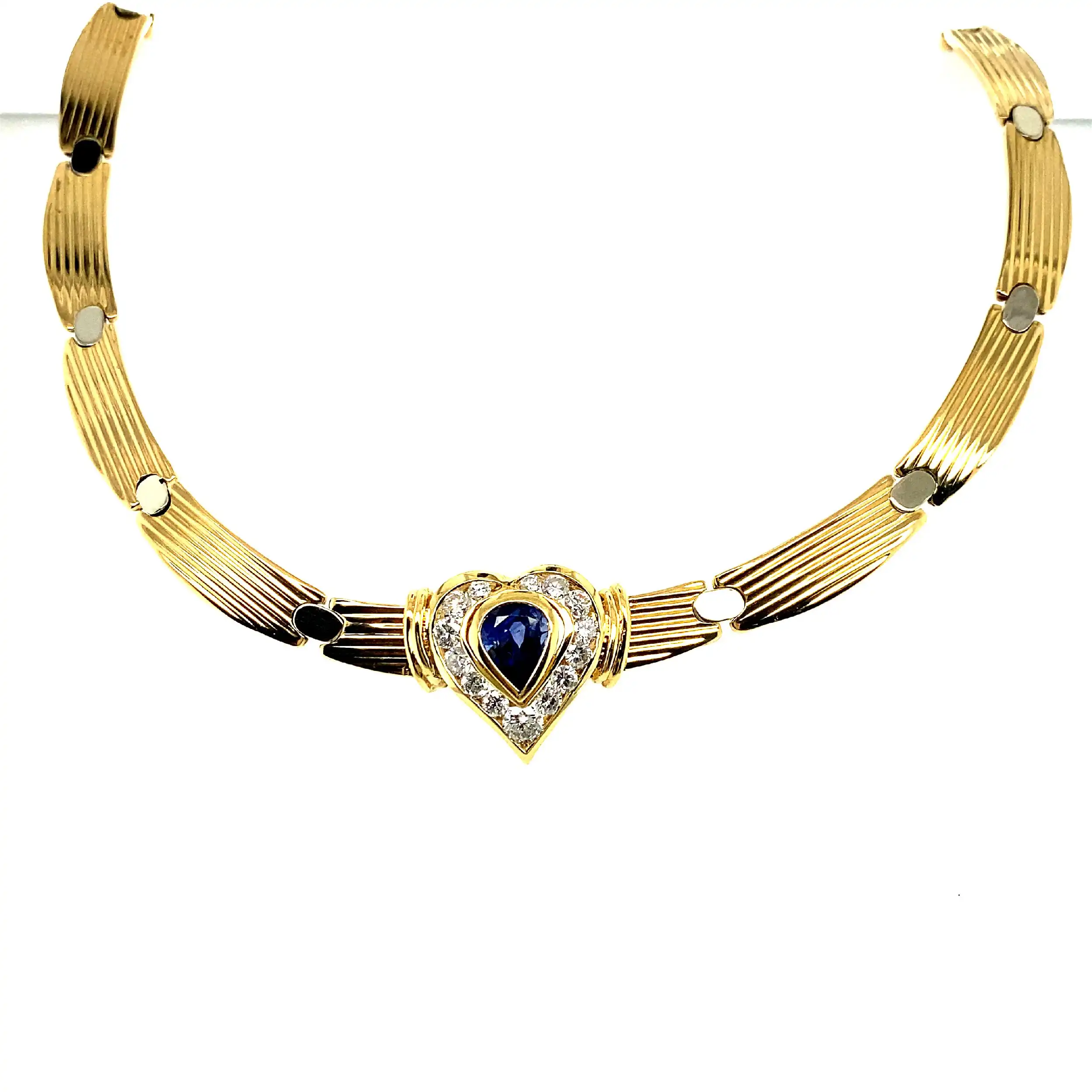 Collier Gelbgold mit Saphir und Brillanten, mit Befundbericht von EPL Collier Gelbgold mit Saphir und Brillanten, mit Befundbericht von EPL