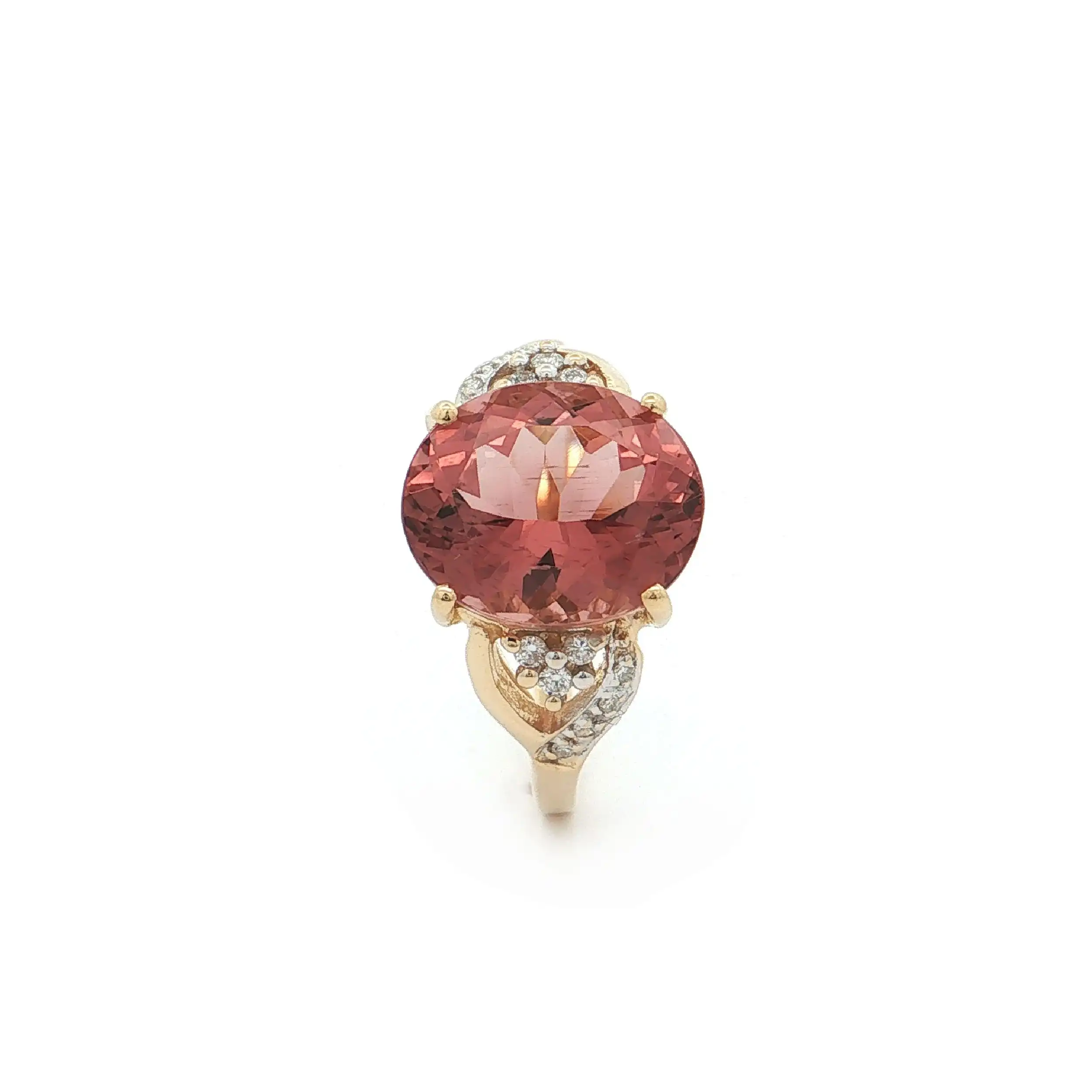 Ring Bicolor mit rotem Apatit, Brillanten und Diamanten mit Expertise von Amayani Ring Bicolor mit rotem Apatit, Brillanten und Diamanten mit Expertise von Amayani