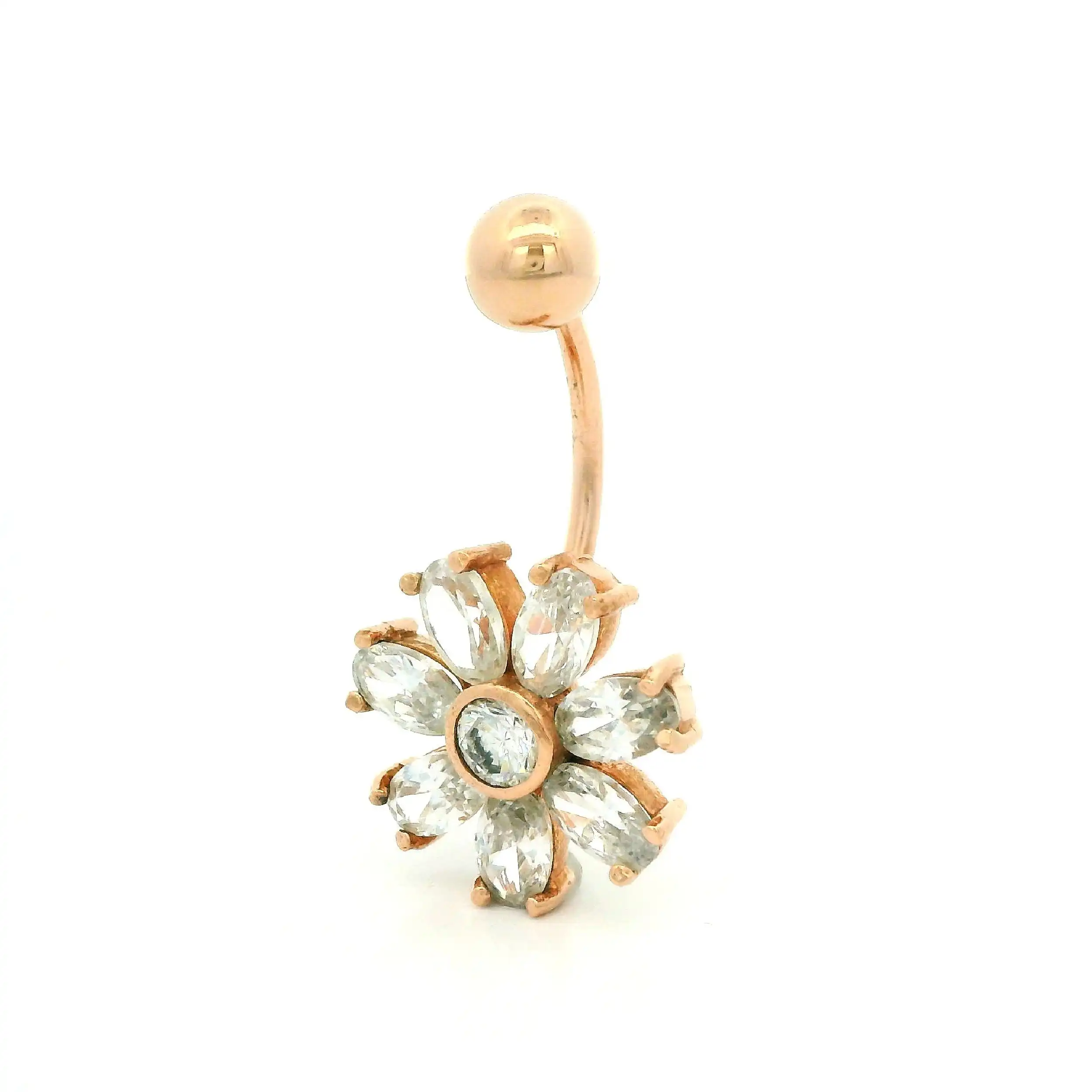 Bauchnabelpiercing Rosegold mit Zirkonia
