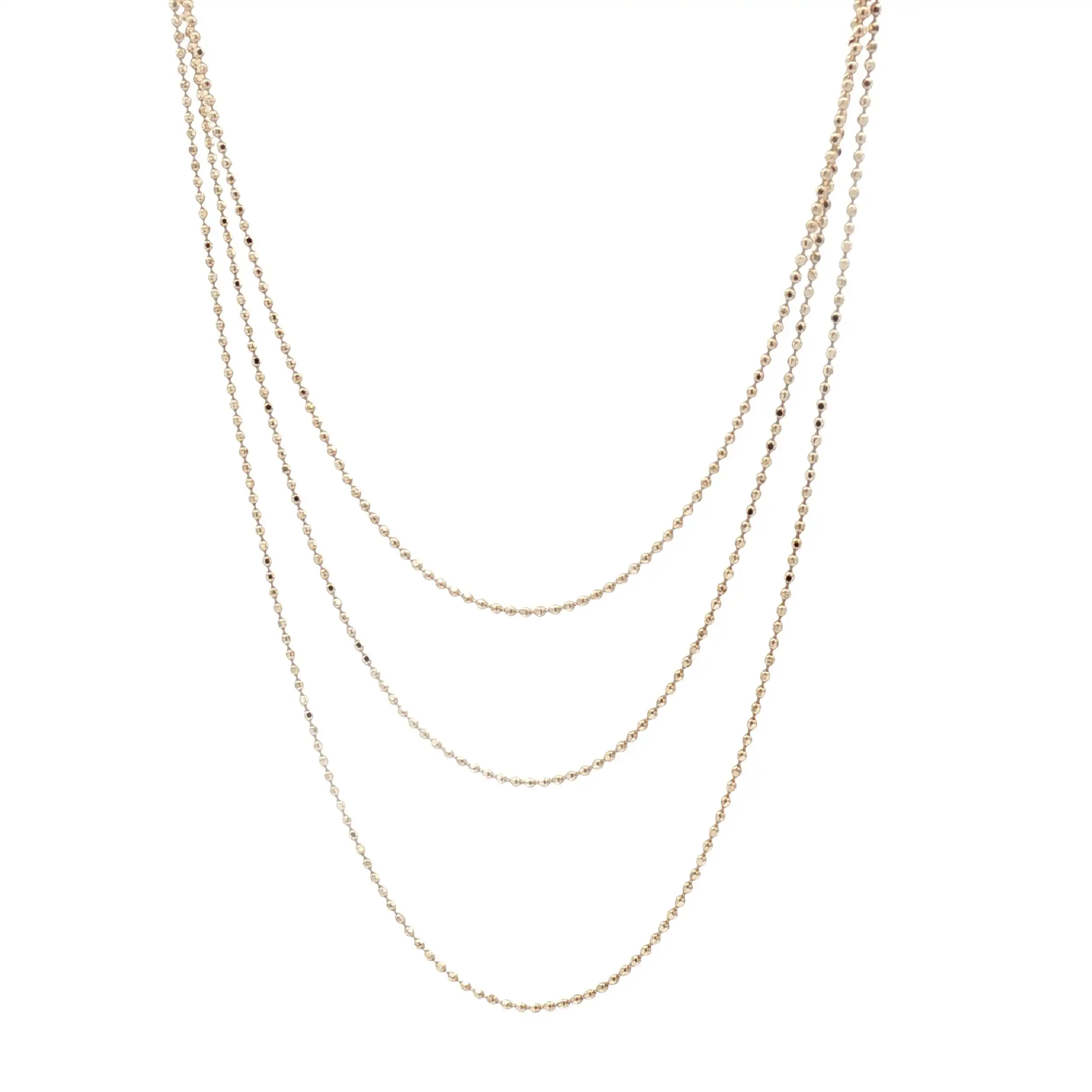Kügelchenkette Gelbgold diamantiert dreireihig