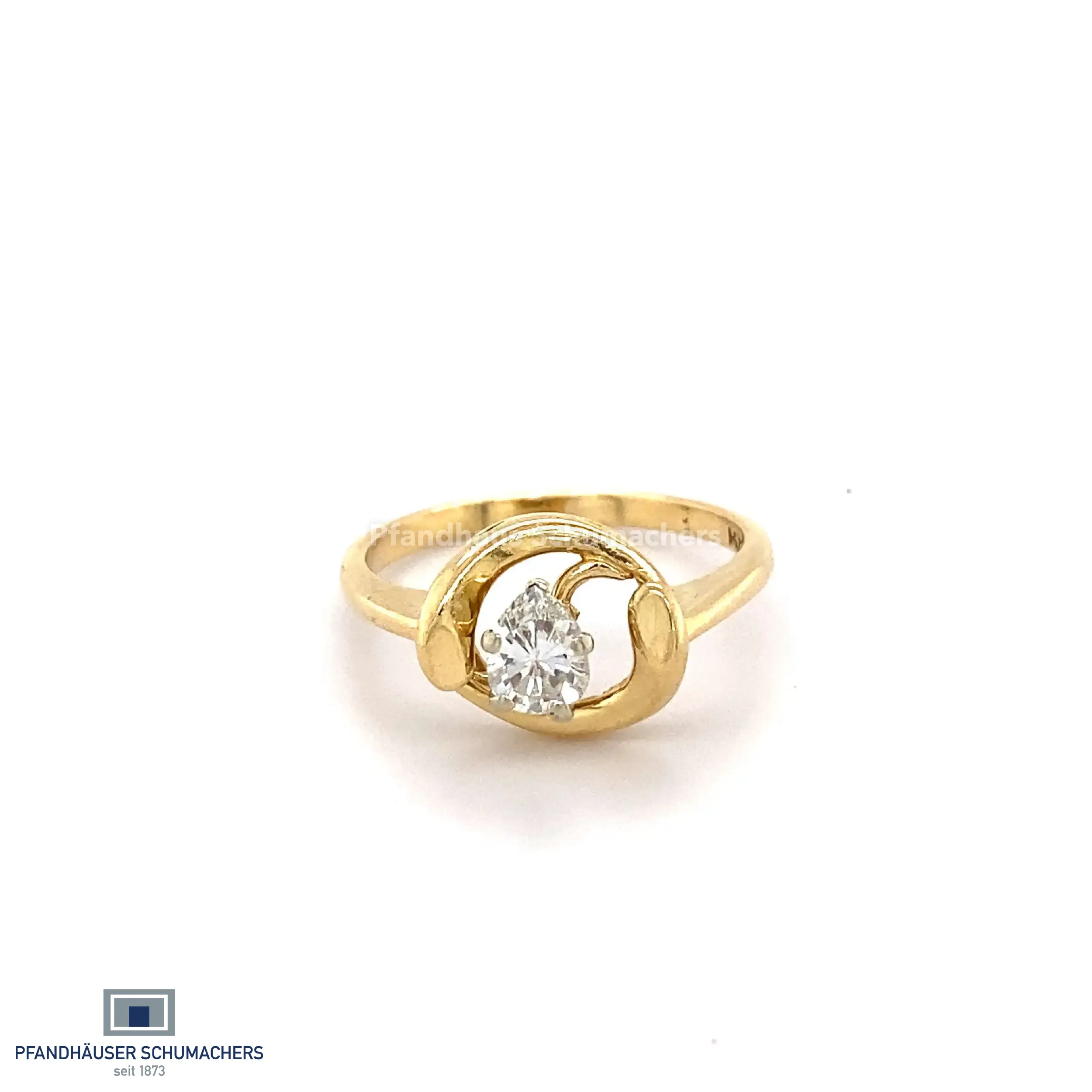 Ring Gelbgold mit Diamant in Tropfenform