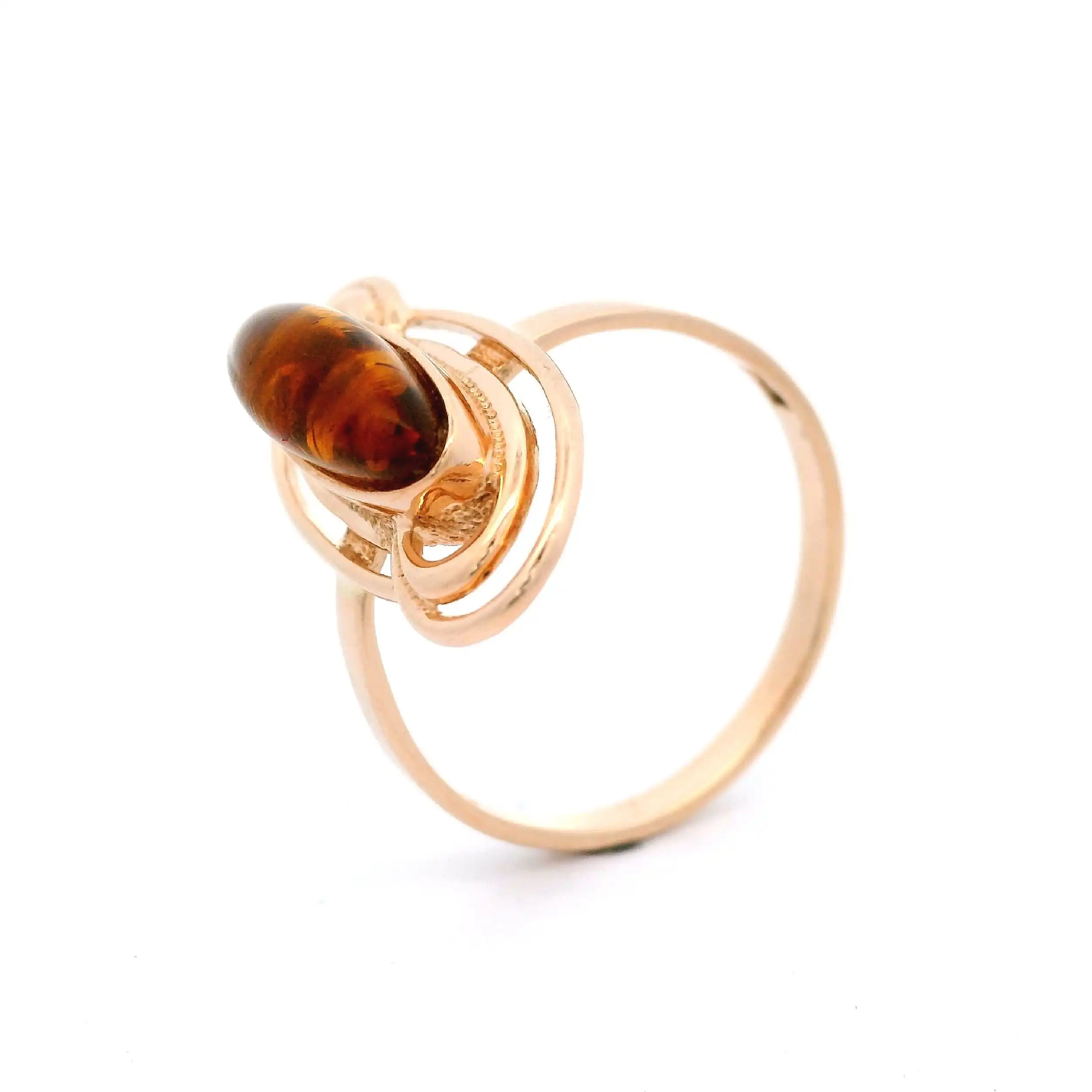 Ring Rotgold mit Bernstein Cabochon