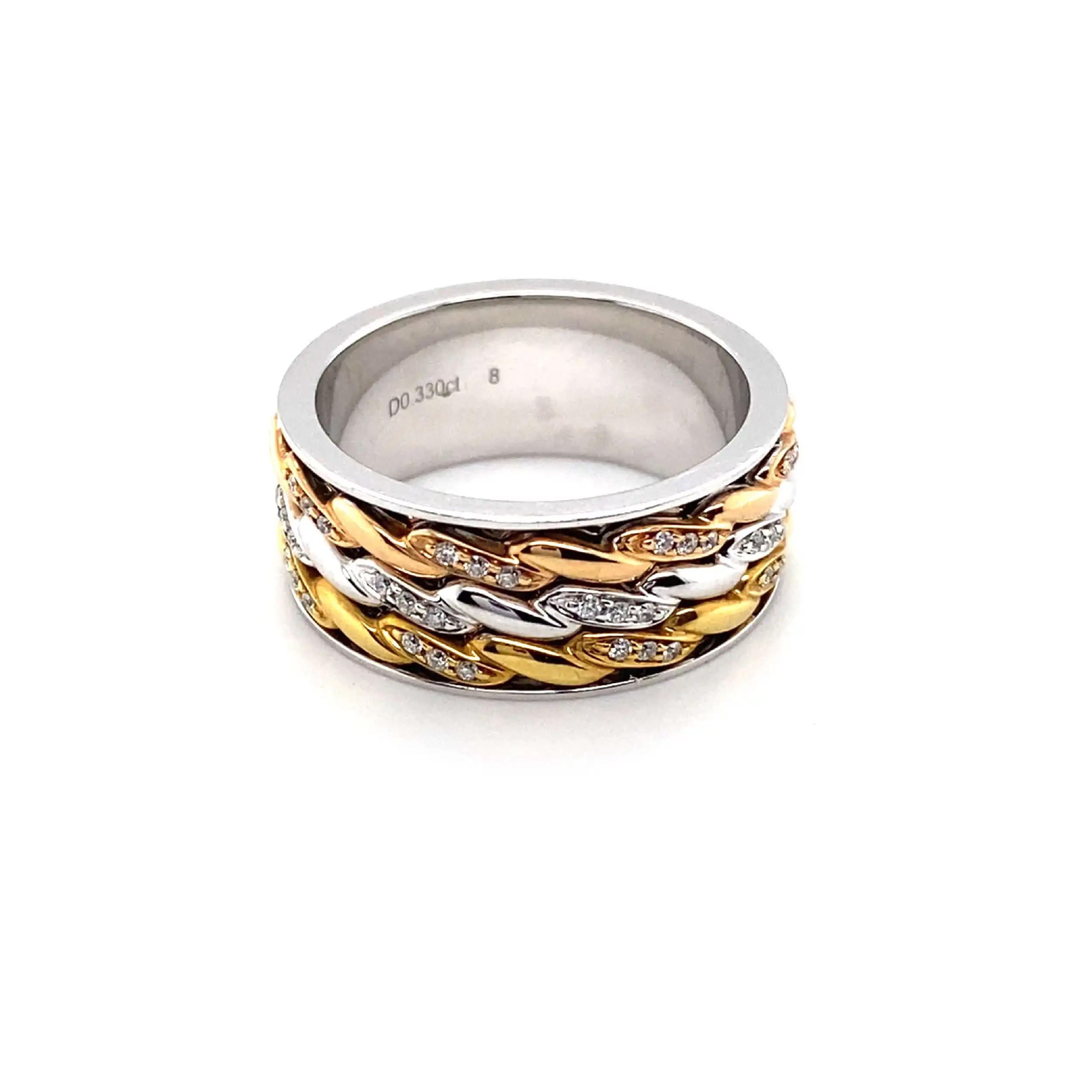 Rollring tricolor mit Brillanten
