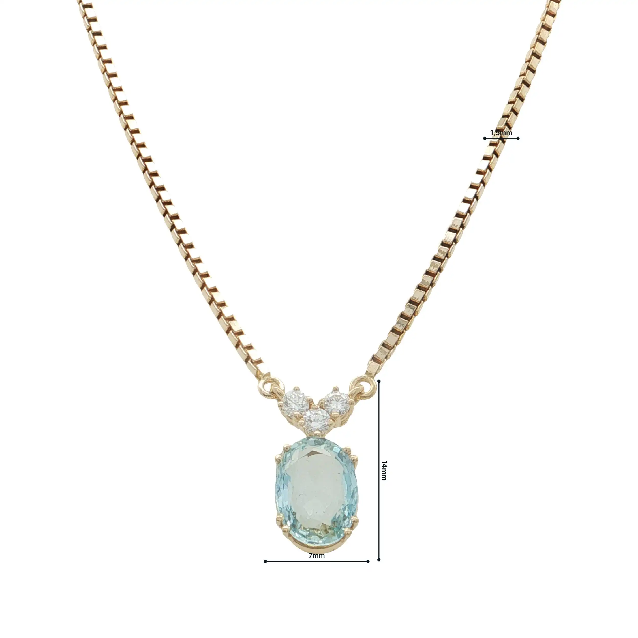 Collier Gelbgold mit Aquamarin und Brillanten Collier Gelbgold mit Aquamarin und Brillanten