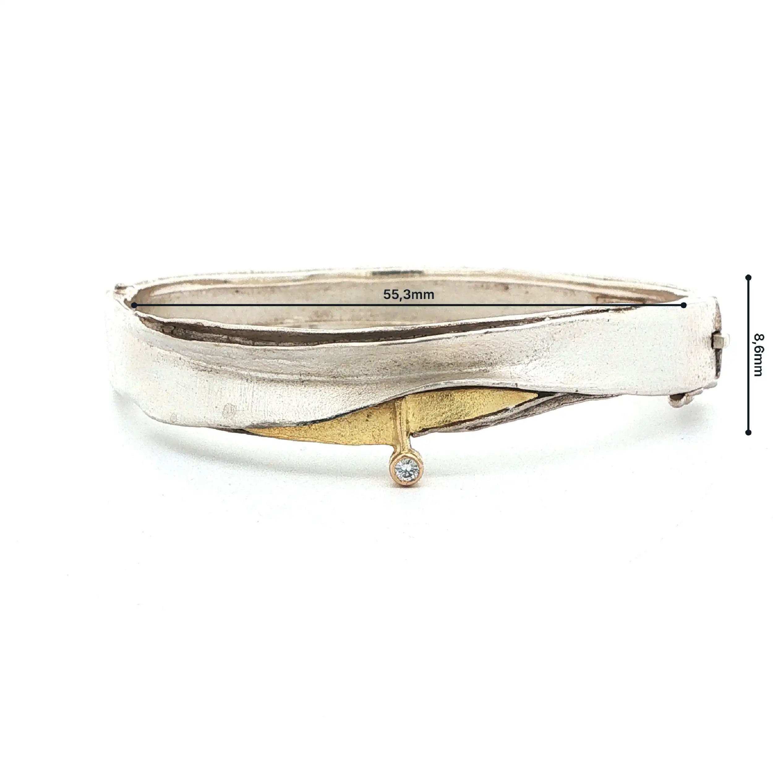 Armreif Silber mit Goldelement & Brillant
