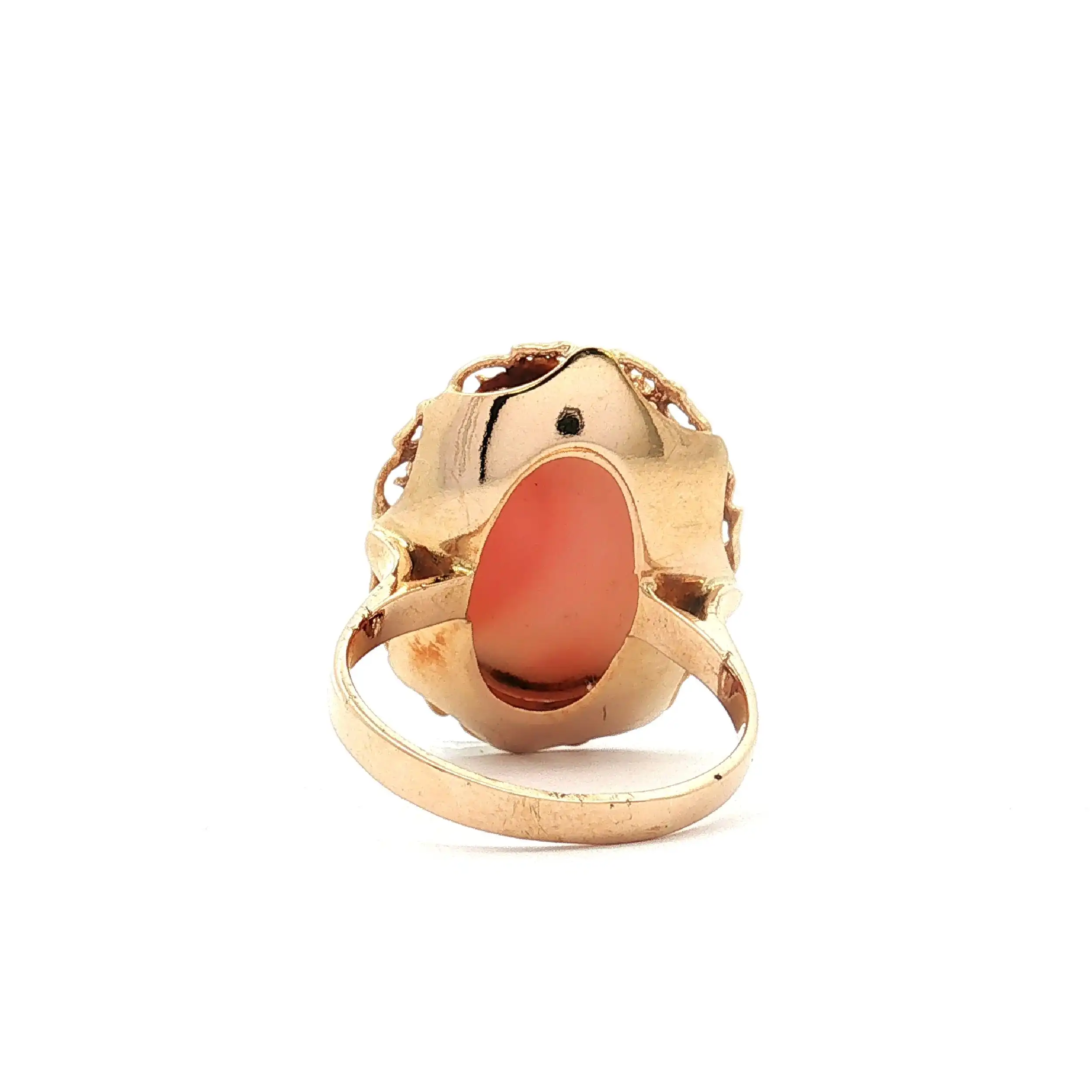 Ring Gelbgold mit Engelshautkoralle