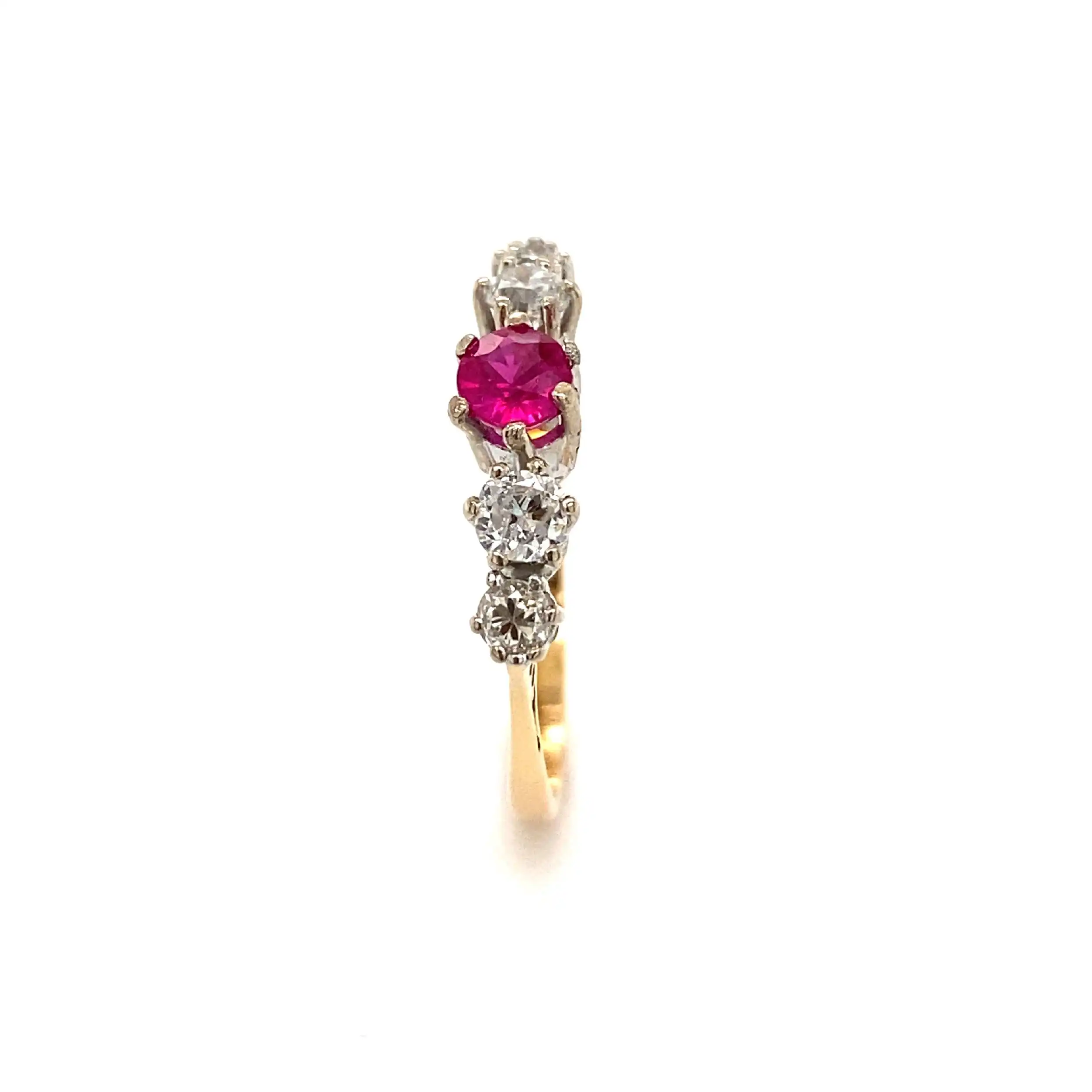 Ring Bicolor mit Rubin & Brillanten