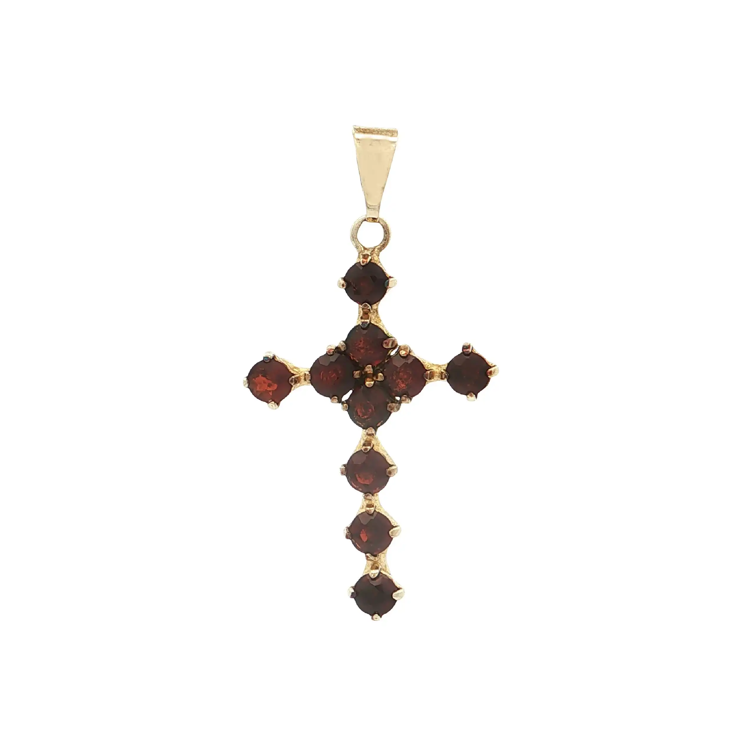Kreuzanhänger Gelbgold mit Granat Kreuzanhänger Gelbgold mit Granat