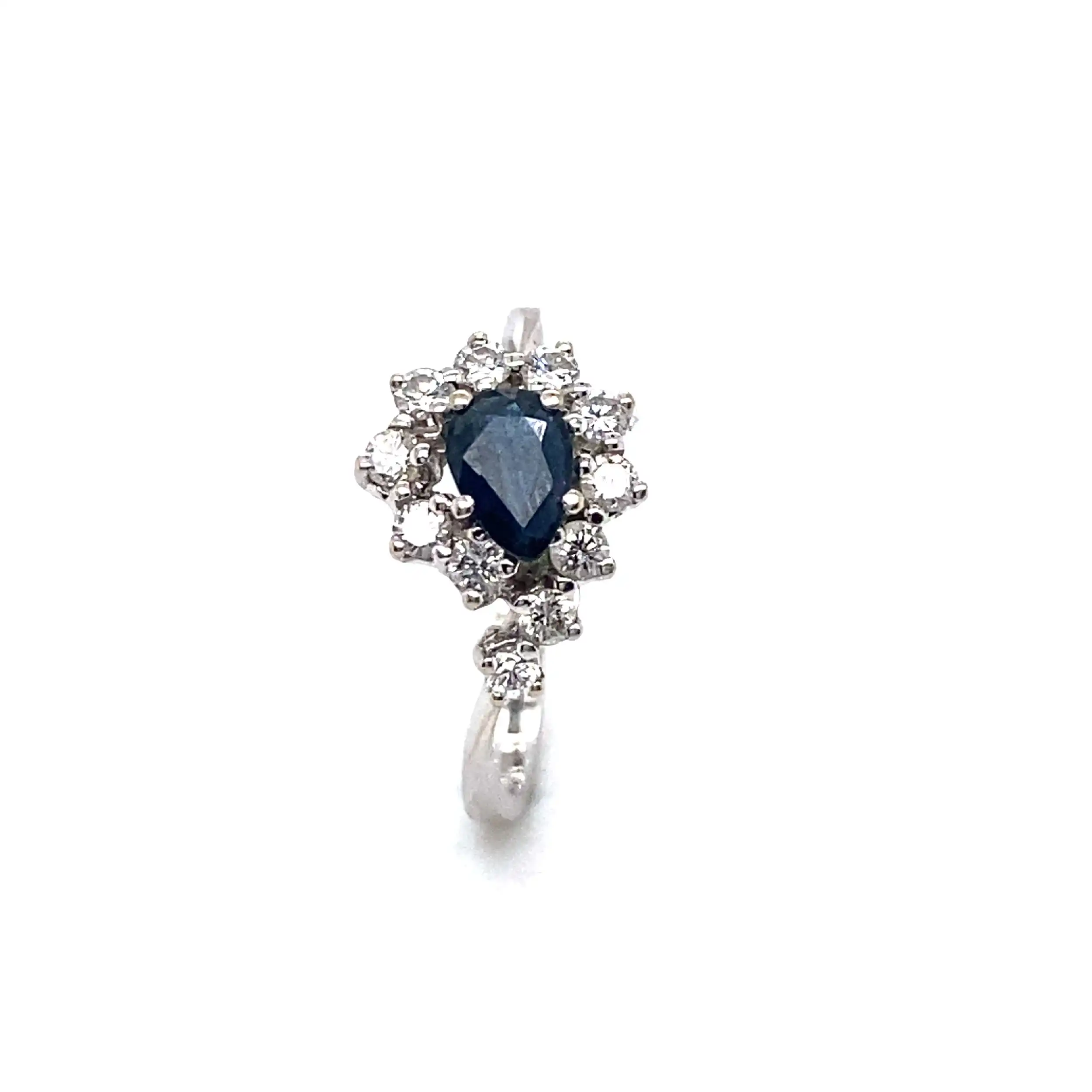 Ring Weißgold mit Saphir und Brillanten, graviert 0,33ct Ring Weißgold mit Saphir und Brillanten, graviert 0,33ct