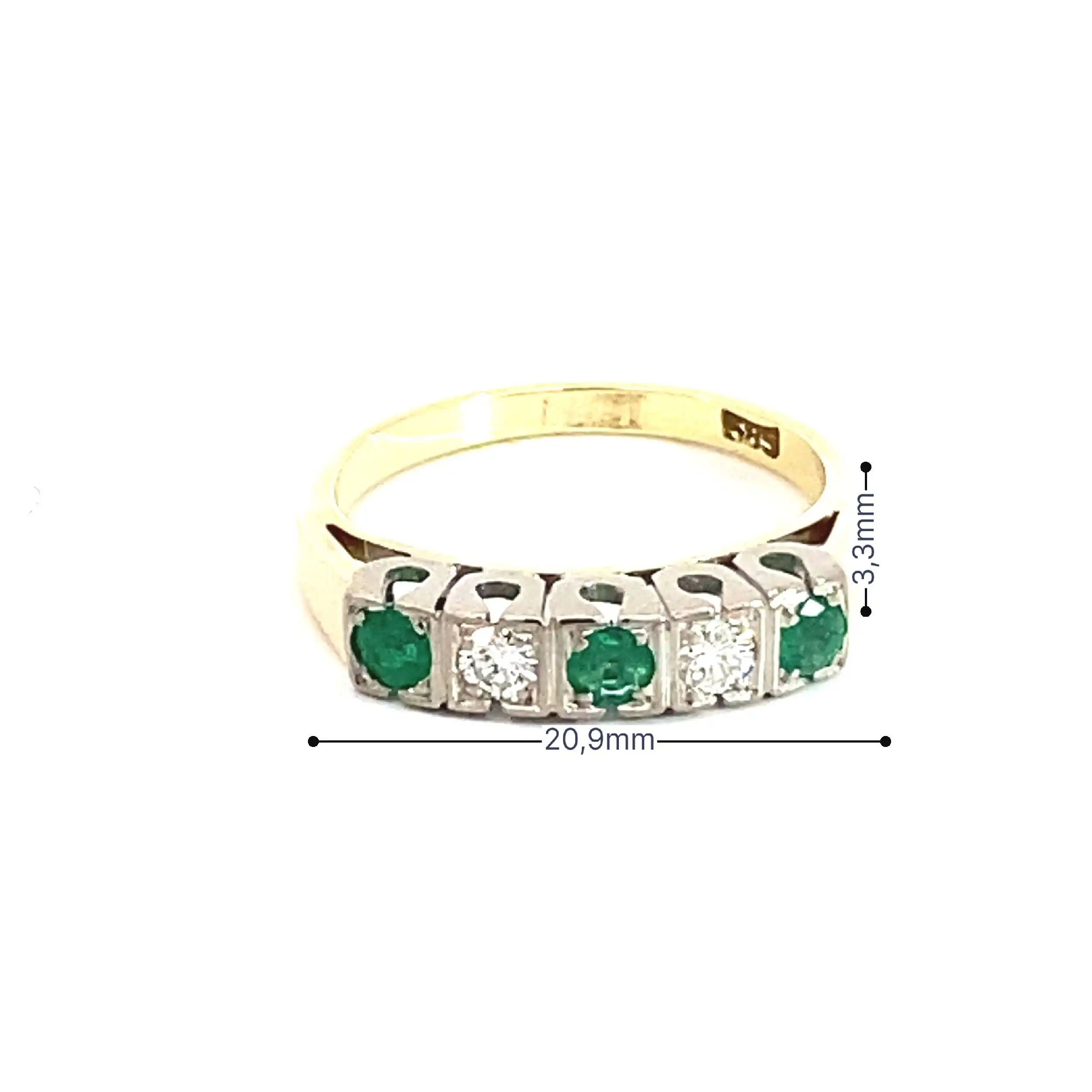 Ring Gelbgold mit Brillanten und grünen Farbsteinen