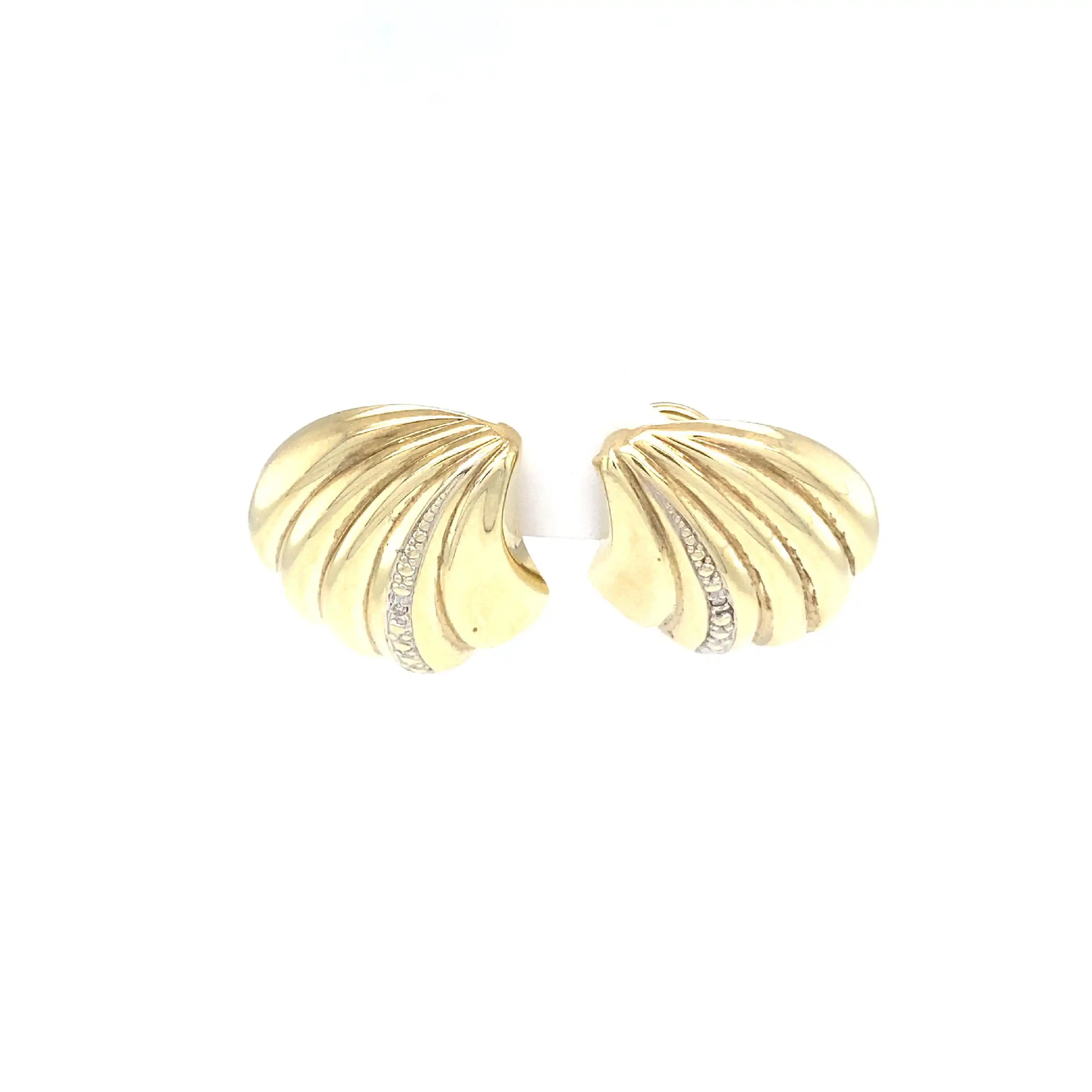 Paar Ohrclips Bicolor Muschel mit Zirkonia und Muster Paar Ohrclips Bicolor Muschel mit Zirkonia und Muster