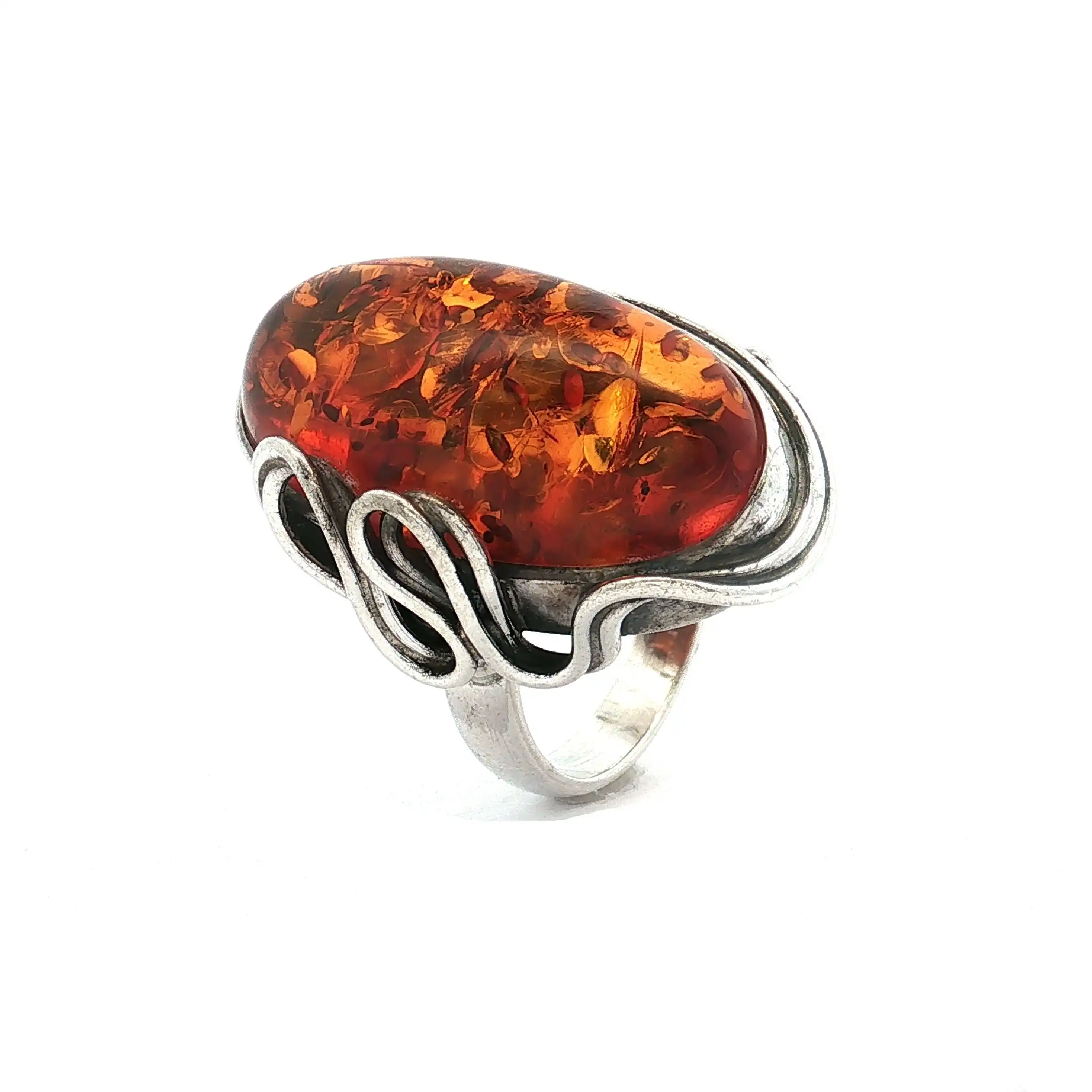 Ring Silber mit Bernstein