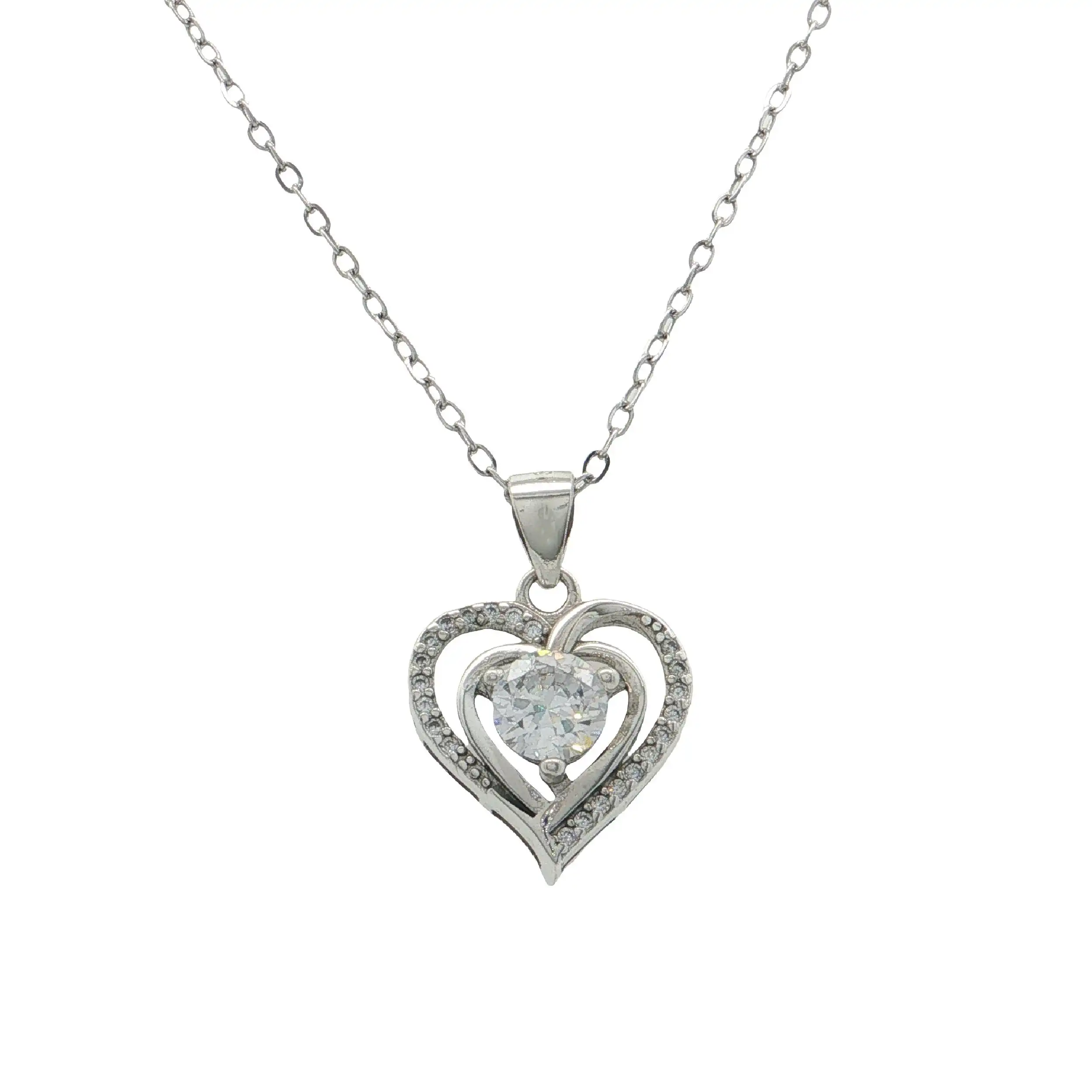 Kette Silber mit Herzanhänger mit Zirkonia Kette Silber mit Herzanhänger mit Zirkonia
