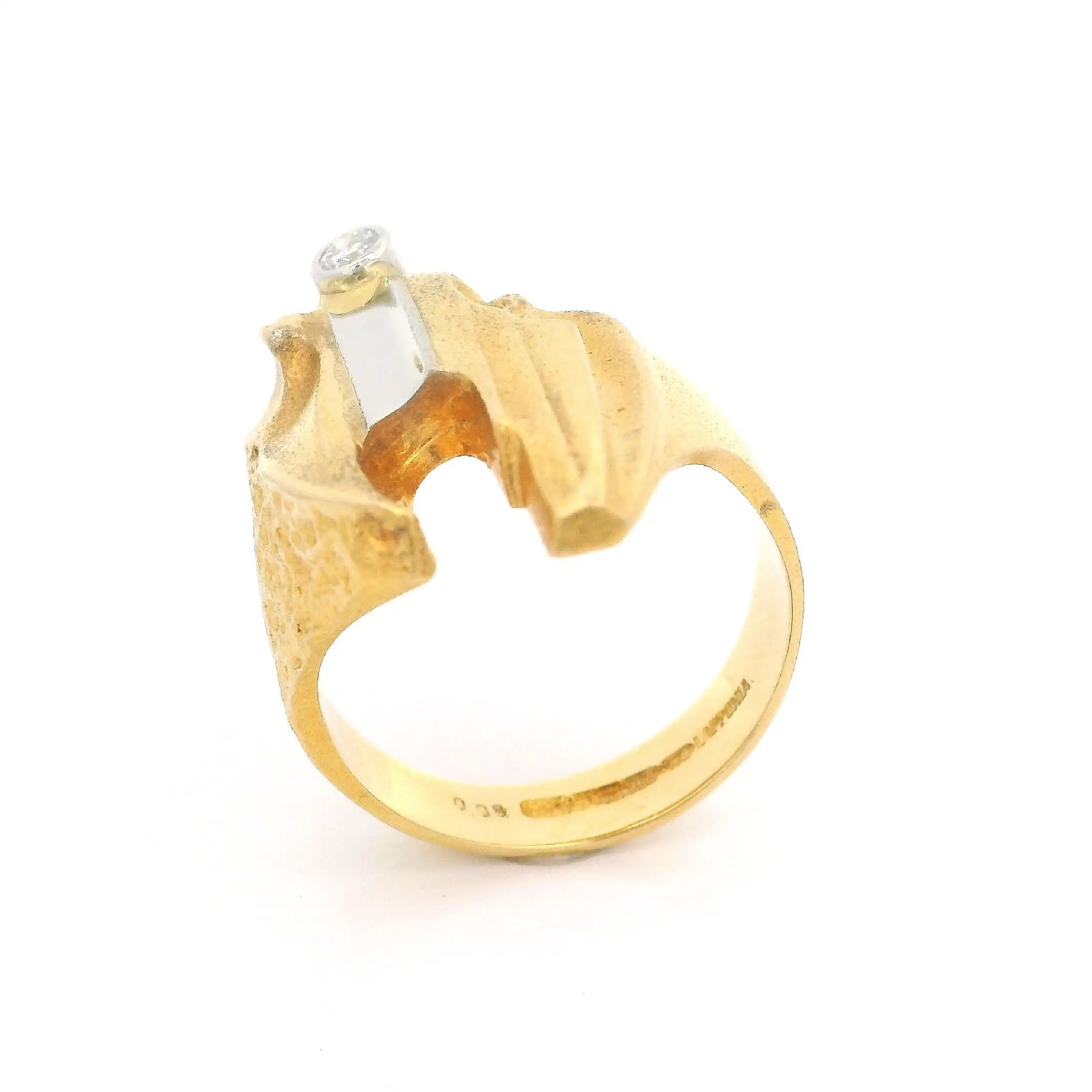 Ring Bicolor Lapponia Björn Weckström 1994 R8 mit Brillant Solitär, graviert mit 0,08ct