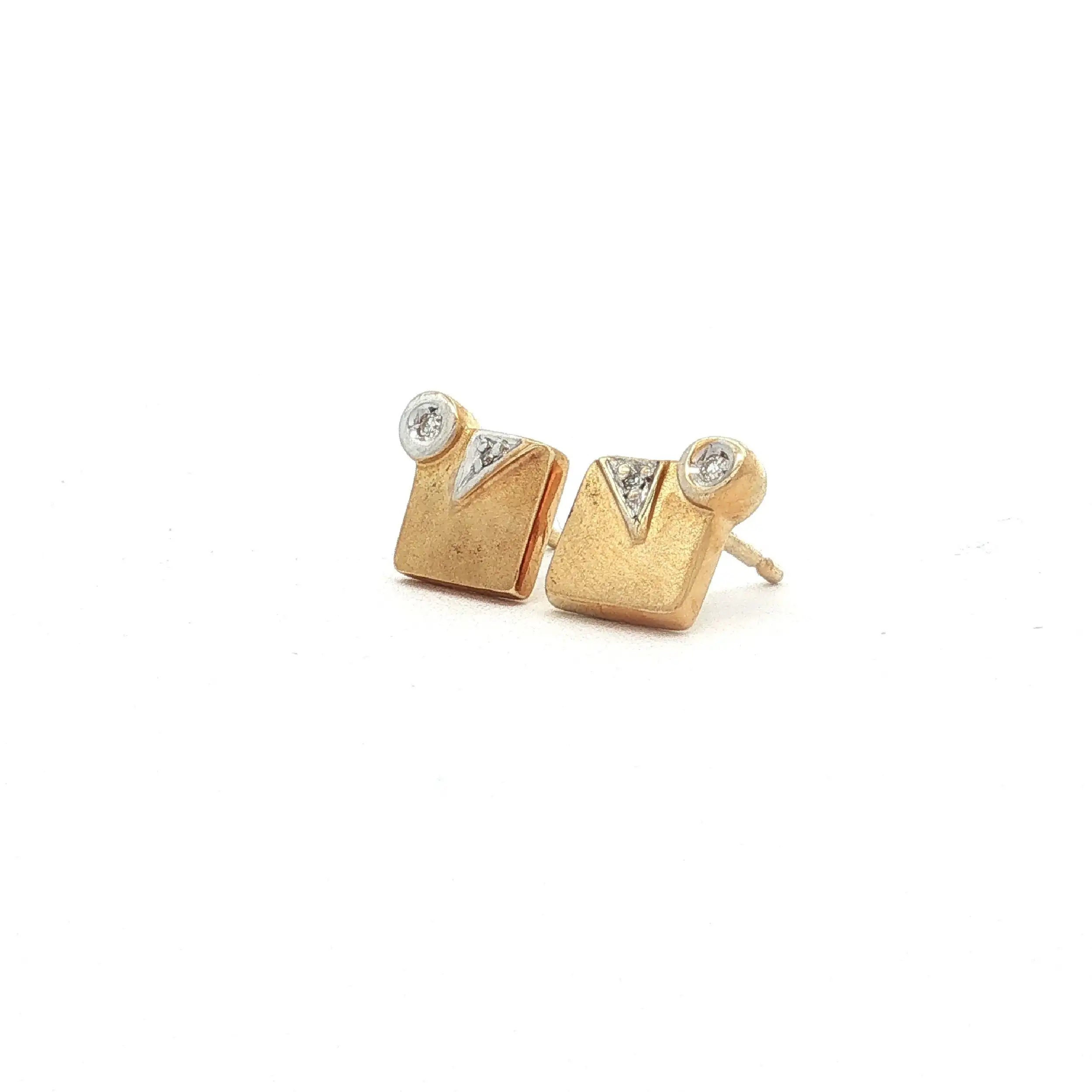 Paar Ohrstecker Bicolor mit Diamanten