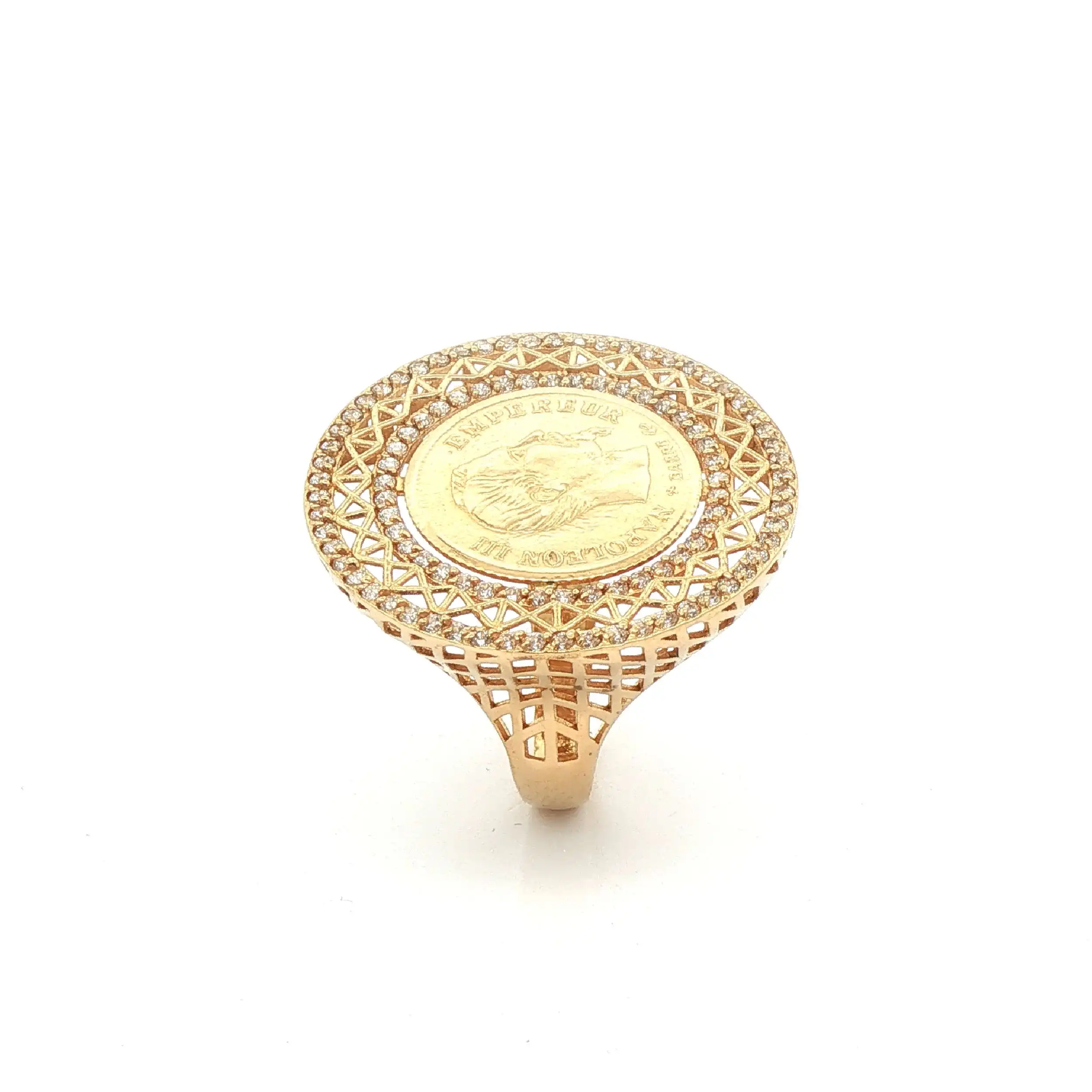 Ring Gelbgold mit Münze und Zirkonia