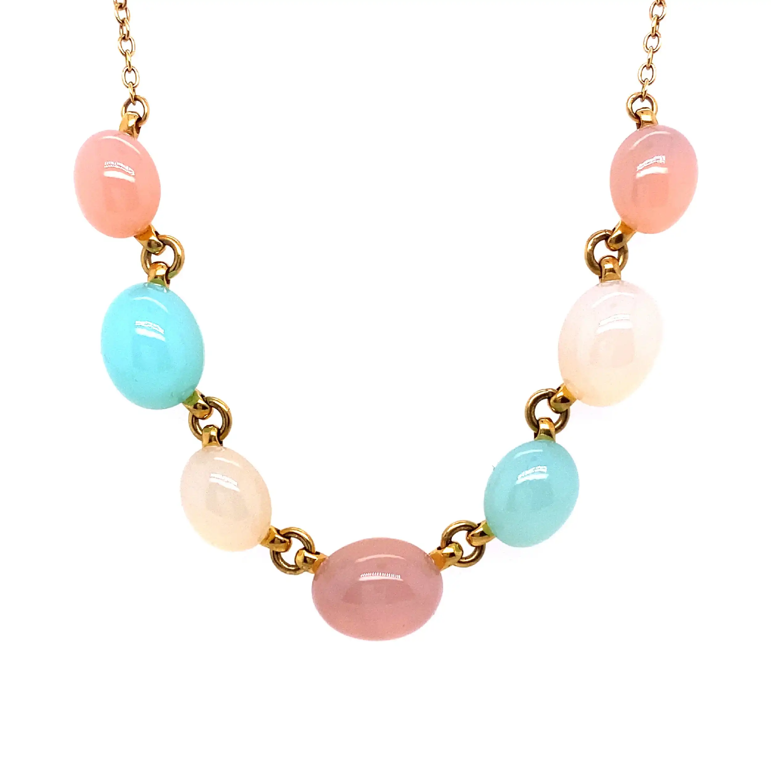 Collier Gelbgold mit bunten Quarzsteinen Collier Gelbgold mit bunten Quarzsteinen