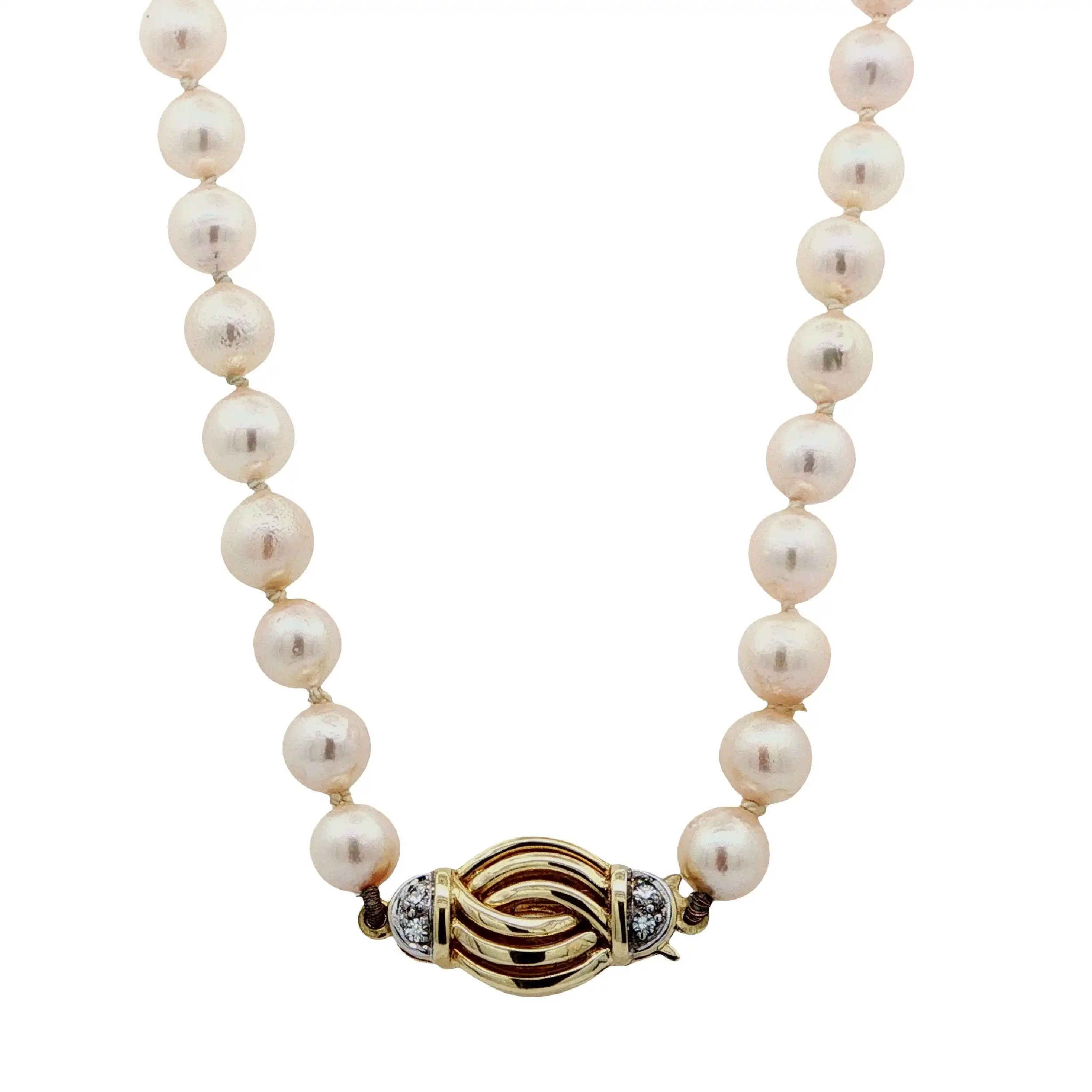 Perlenkette mit Goldschließe & Diamanten