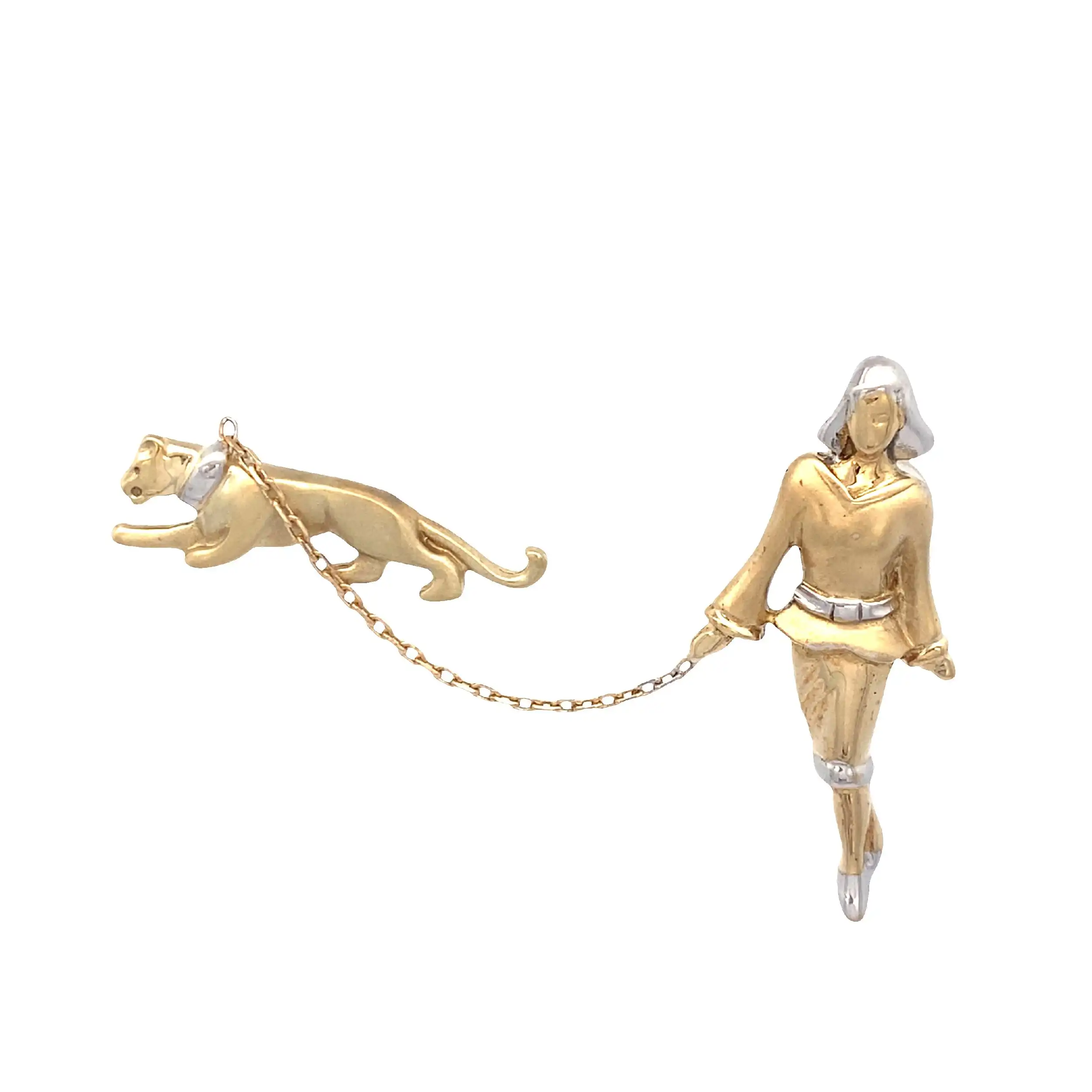 Brosche / Nadel oder Ohrstecker Bicolor Frau mit Panther Brosche / Nadel oder Ohrstecker Bicolor Frau mit Panther
