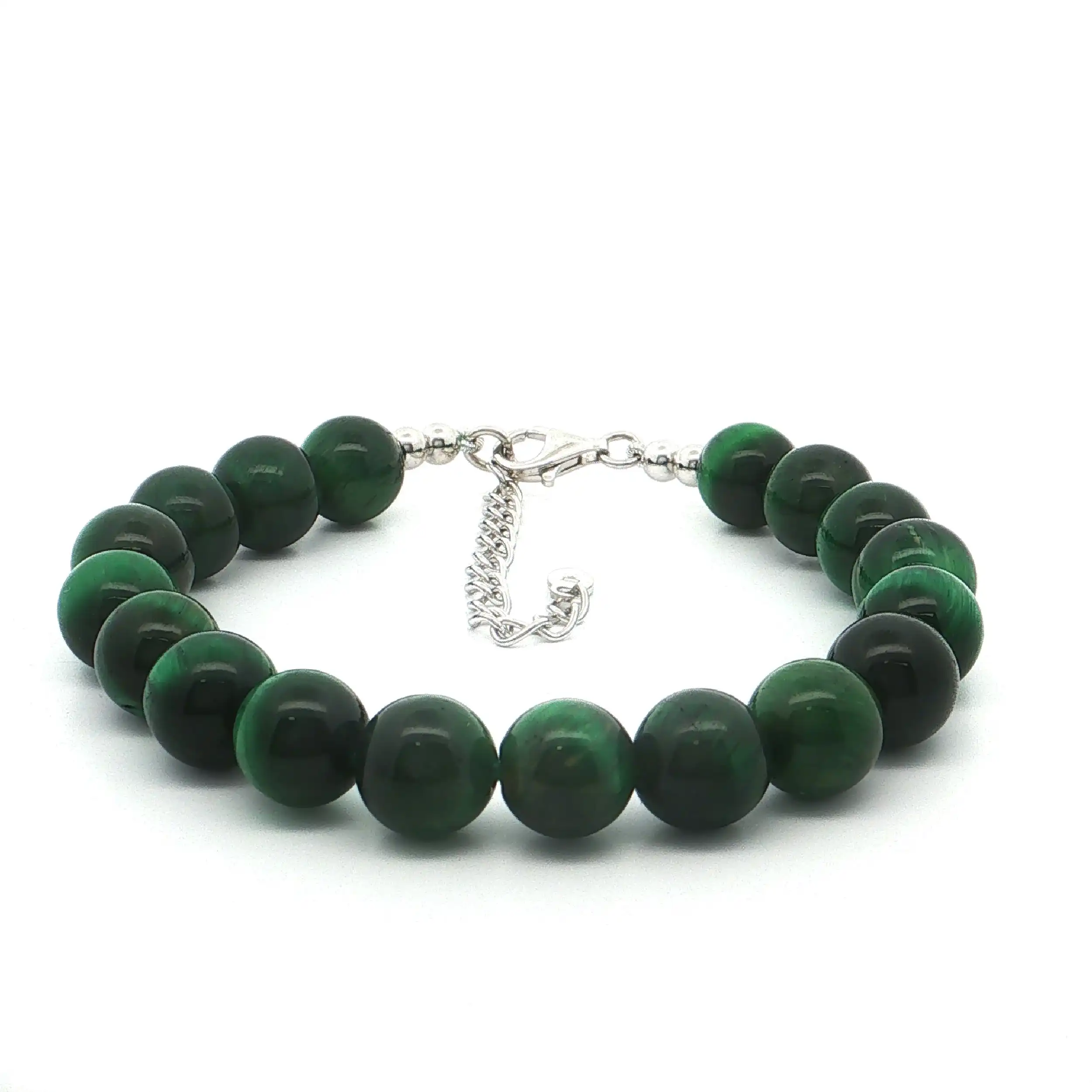 Glasperlenarmband "grünes Tigerauge" mit Silberschließe Glasperlenarmband "grünes Tigerauge" mit Silberschließe
