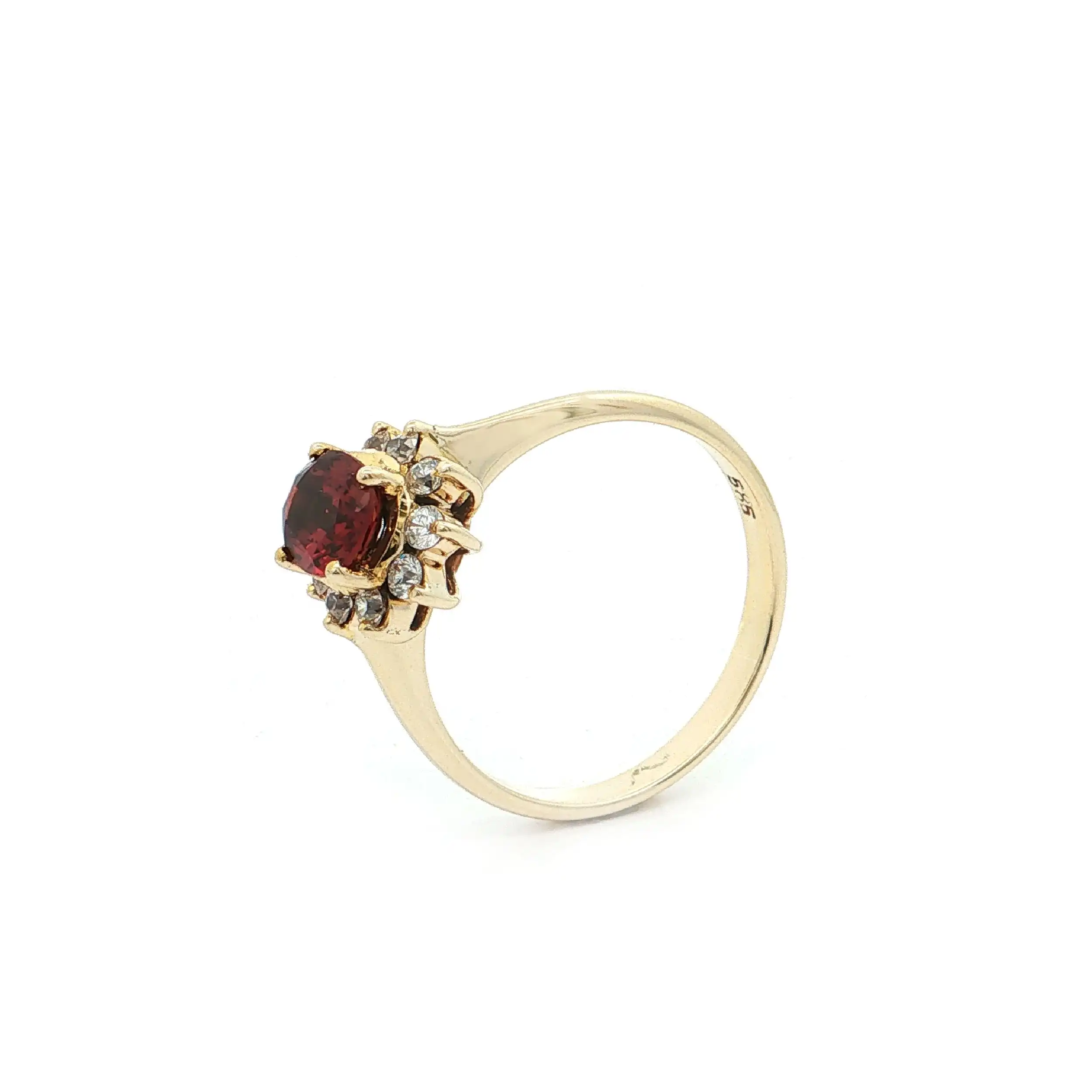 Ring Gelbgold mit Granat und Diamanten