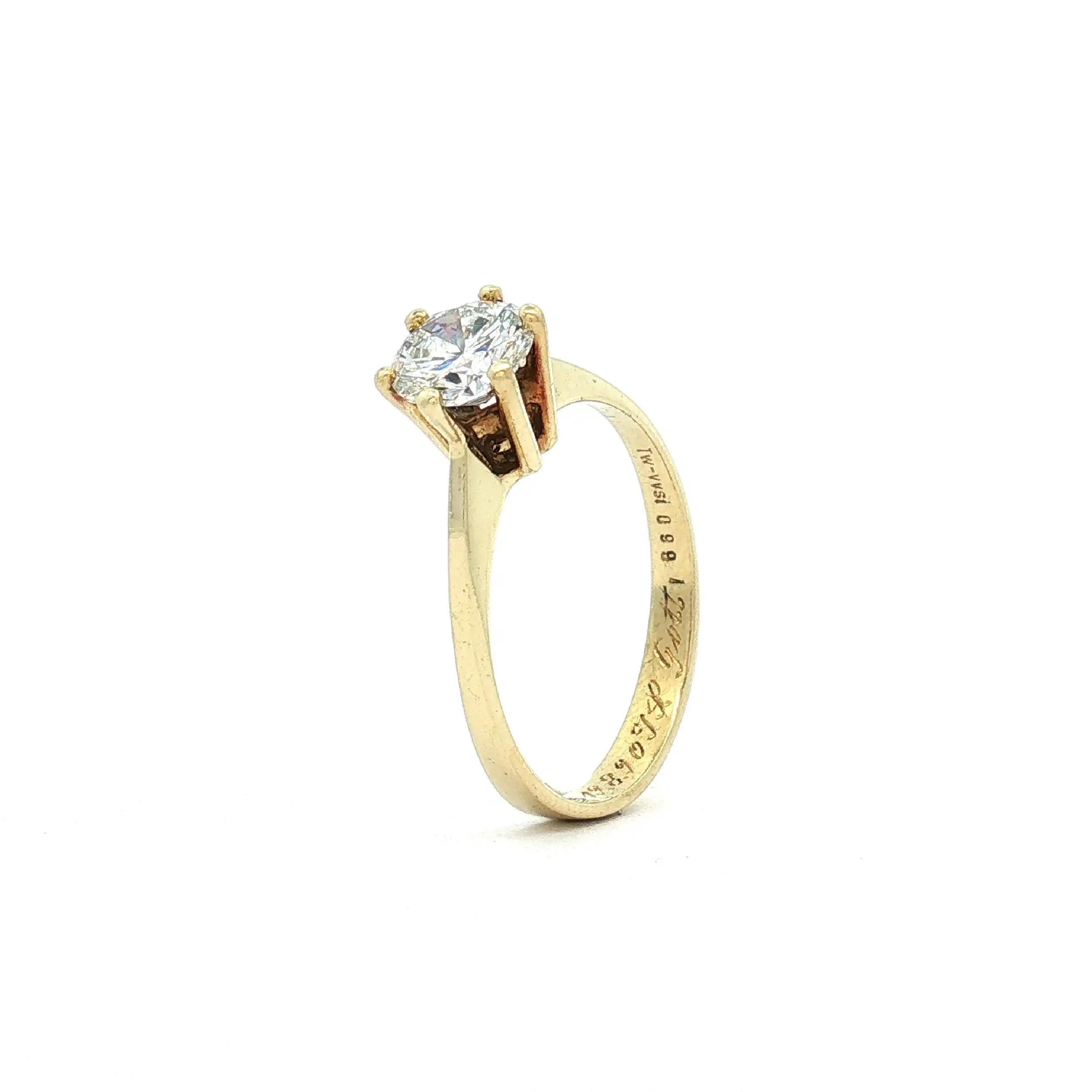 Ring Gelbgold mit Brillant Solitär, graviert mit 0,99ct Ring Gelbgold mit Brillant Solitär, graviert mit 0,99ct