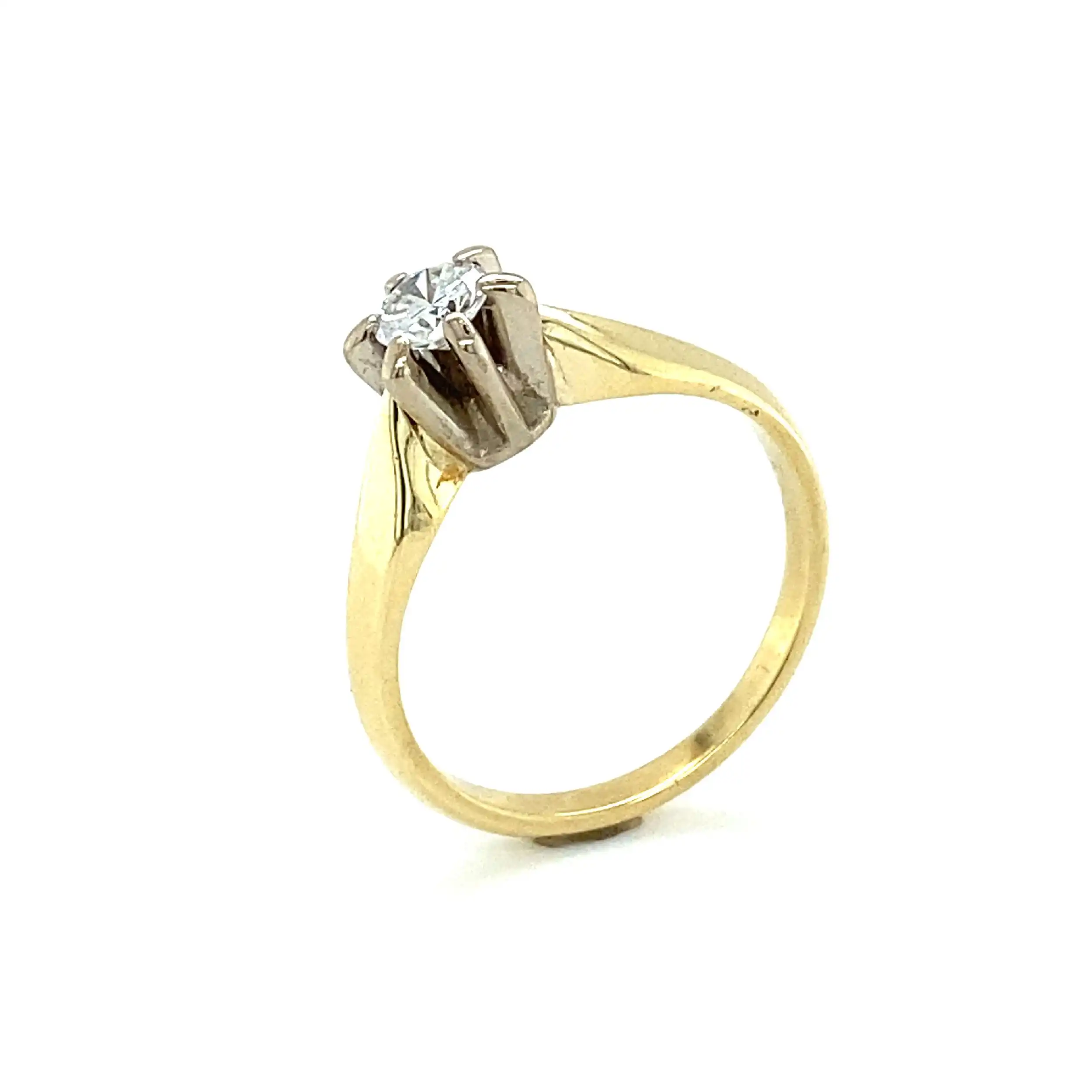 Ring Bicolor mit Brillant, graviert mit 0,32ct. Ring Bicolor mit Brillant, graviert mit 0,32ct.