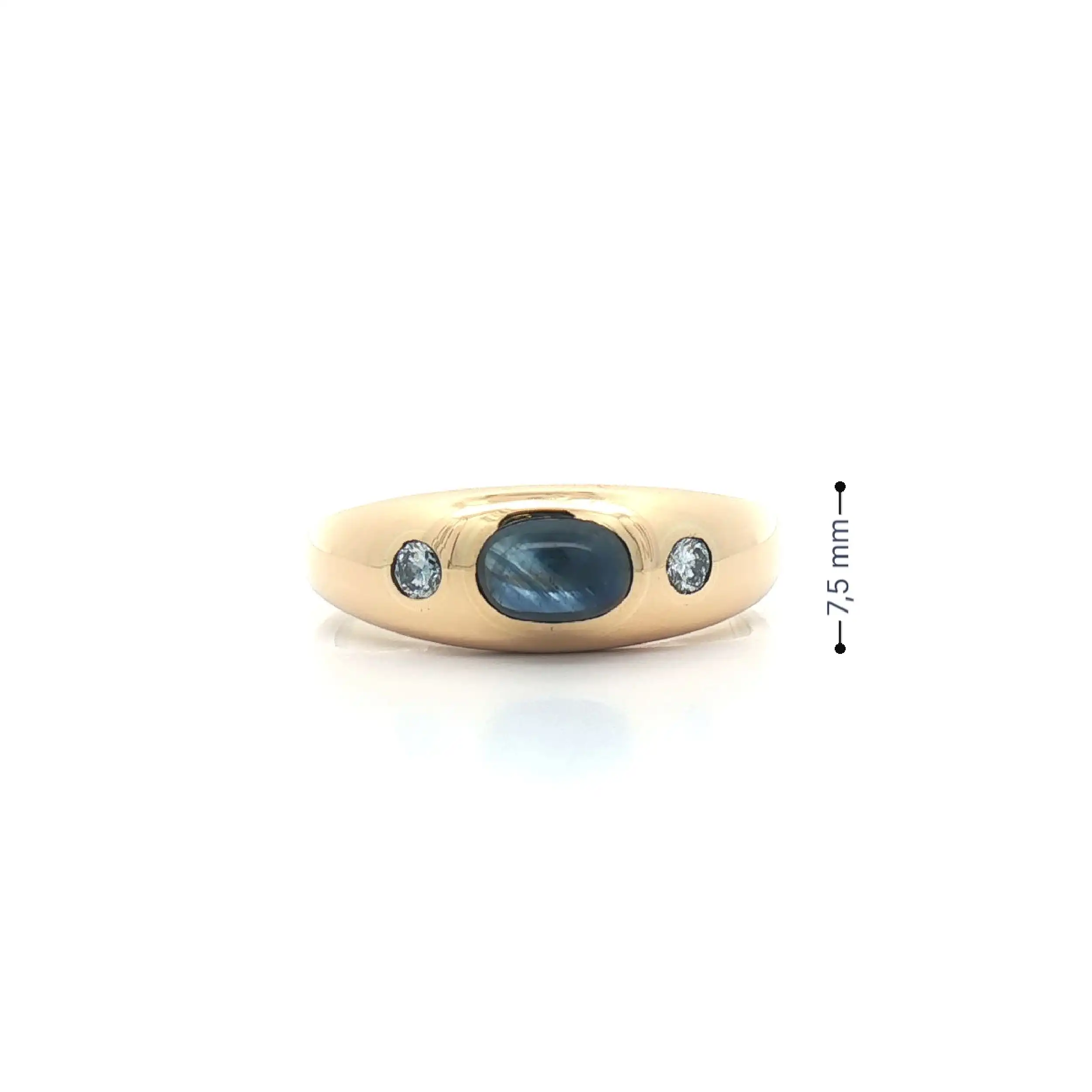 Bandring Gelbgold mit Saphir Cabochon und Brillanten