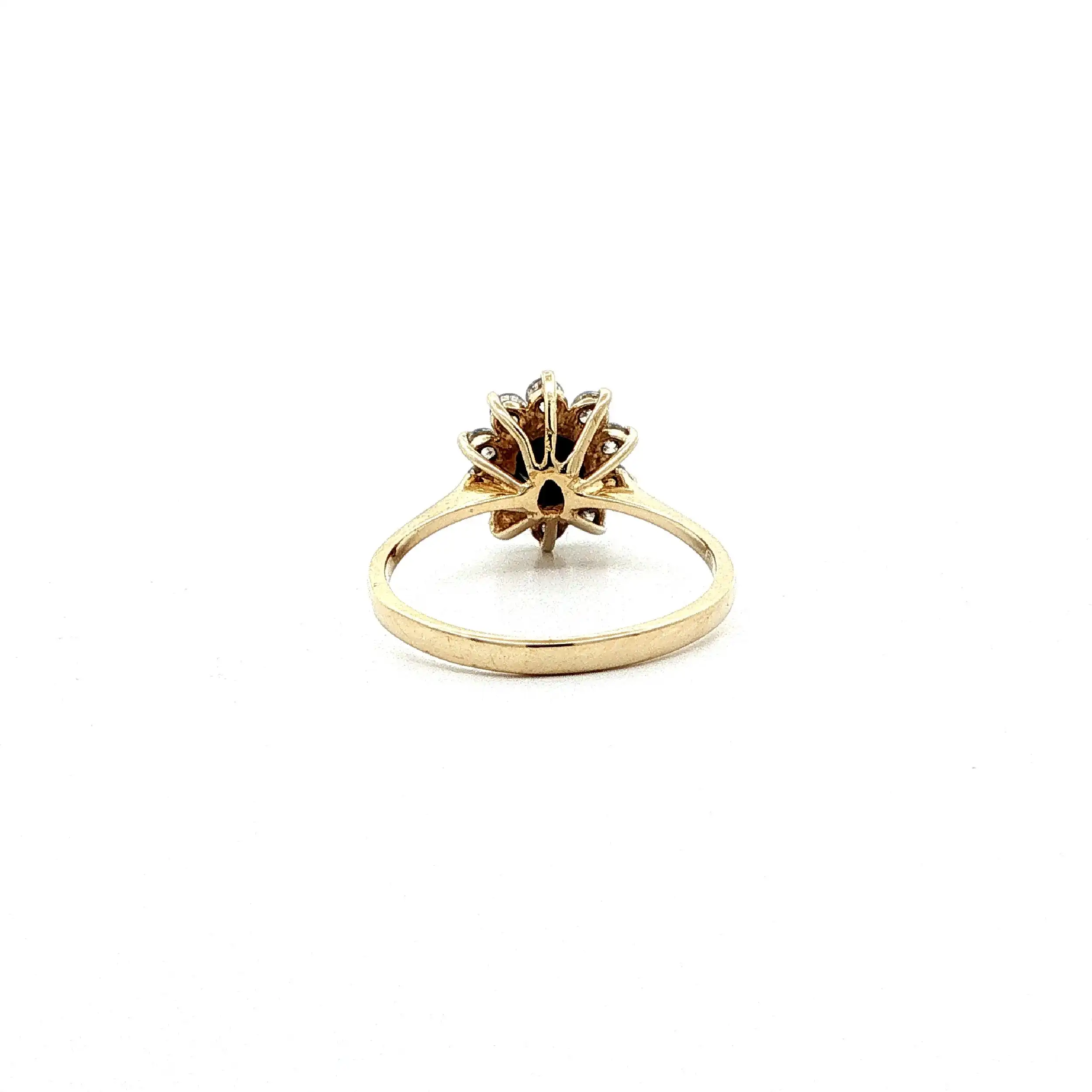 Ring Gelbgold mit blauem Farbstein & Zirkonia