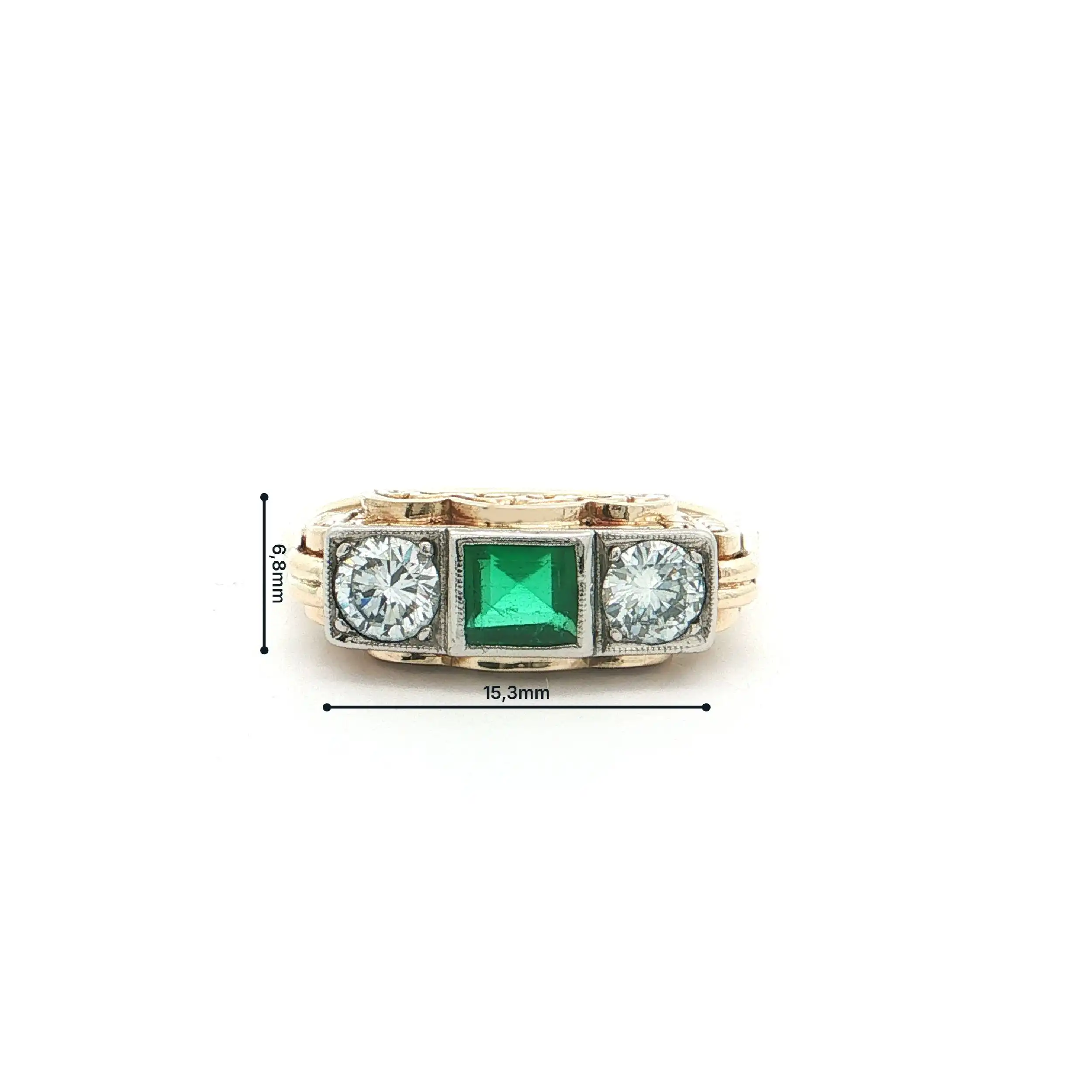 Ring Bicolor mit Smaragd und Brillanten