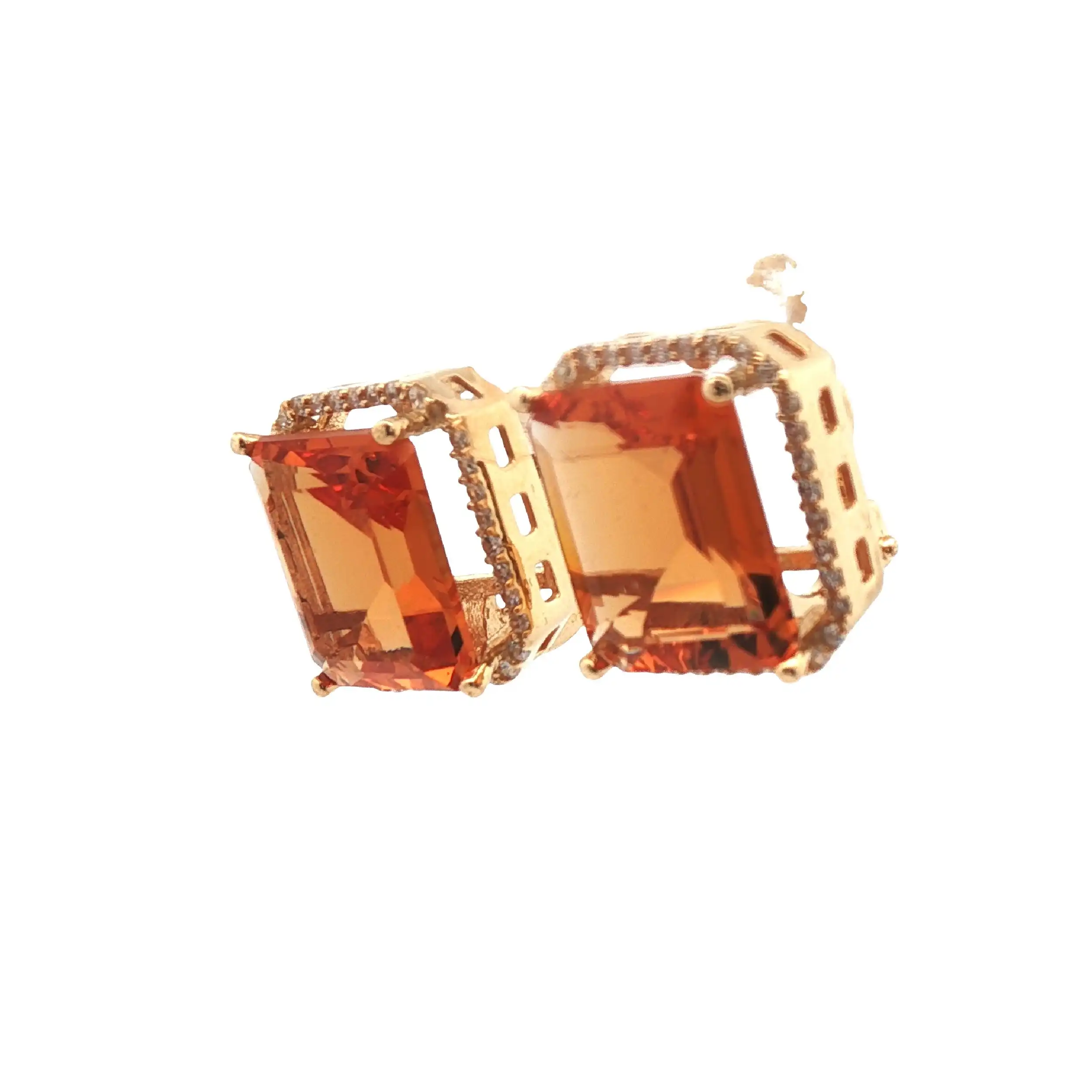 Ohrstecker Gelbgold mit Citrin und Zirkonia