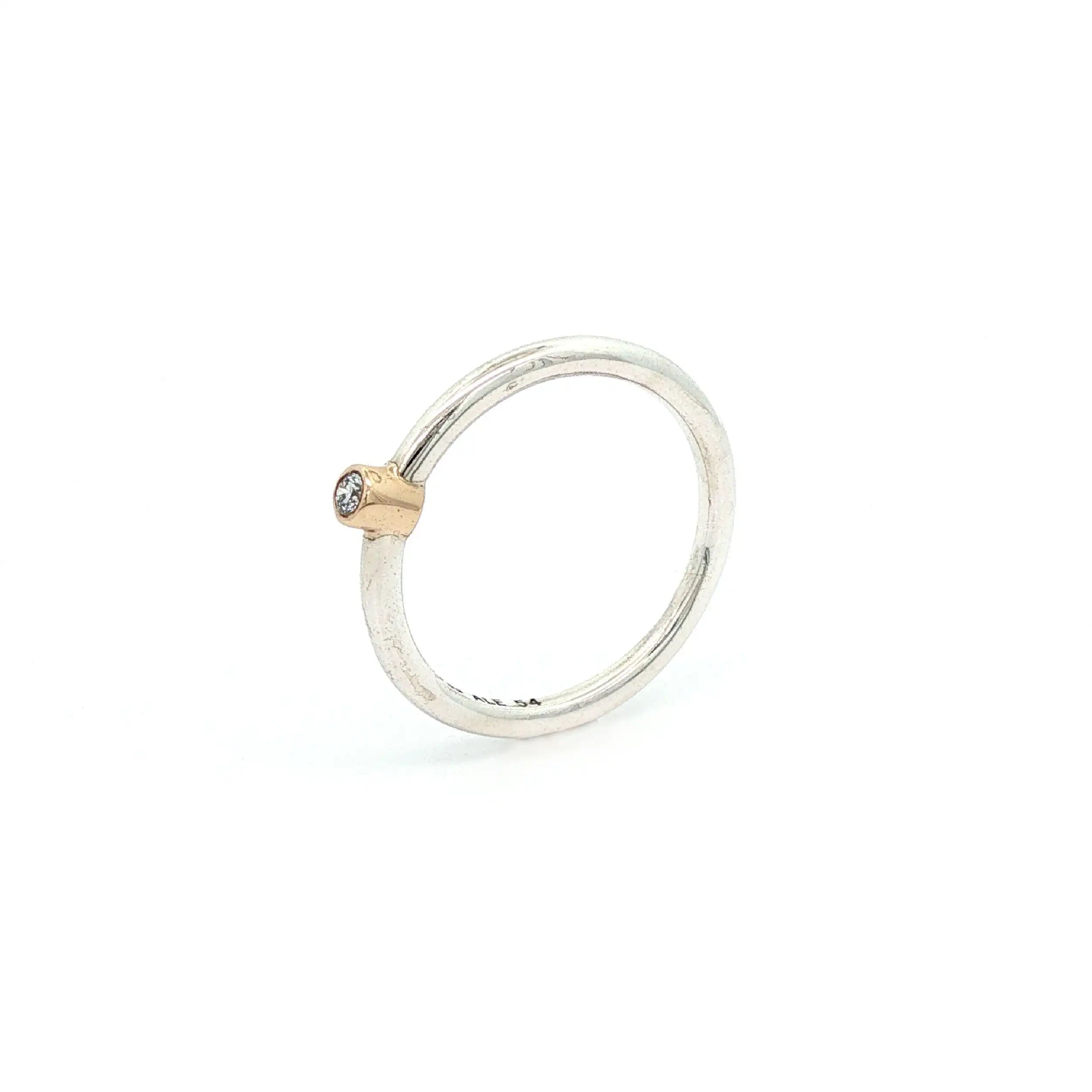 Ring Silber mit Goldfassung (585) mit Brillant Pandora Ring Silber mit Goldfassung (585) mit Brillant Pandora
