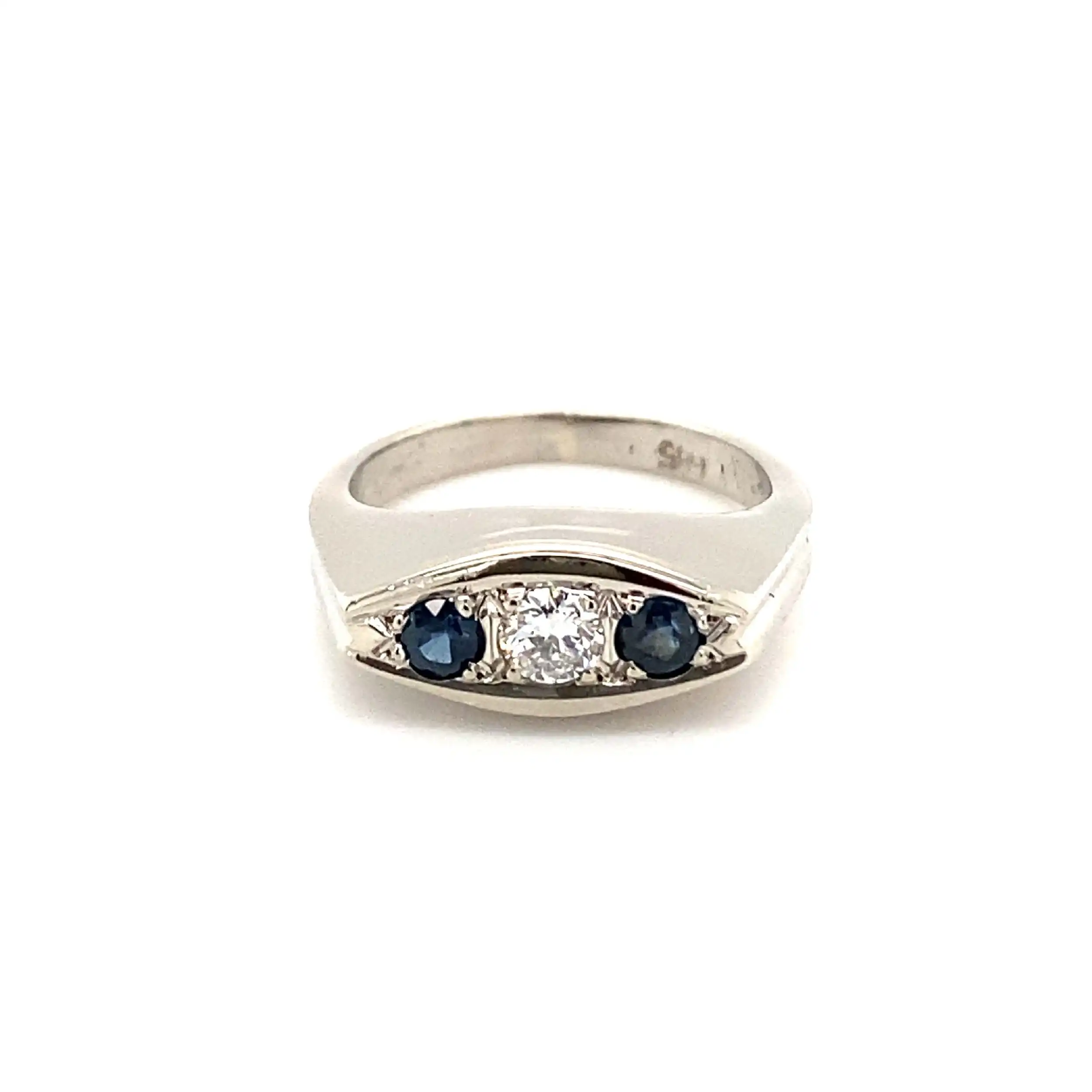 Ring Weißgold mit blauen Farbsteinen & Brillant Ring Weißgold mit blauen Farbsteinen & Brillant