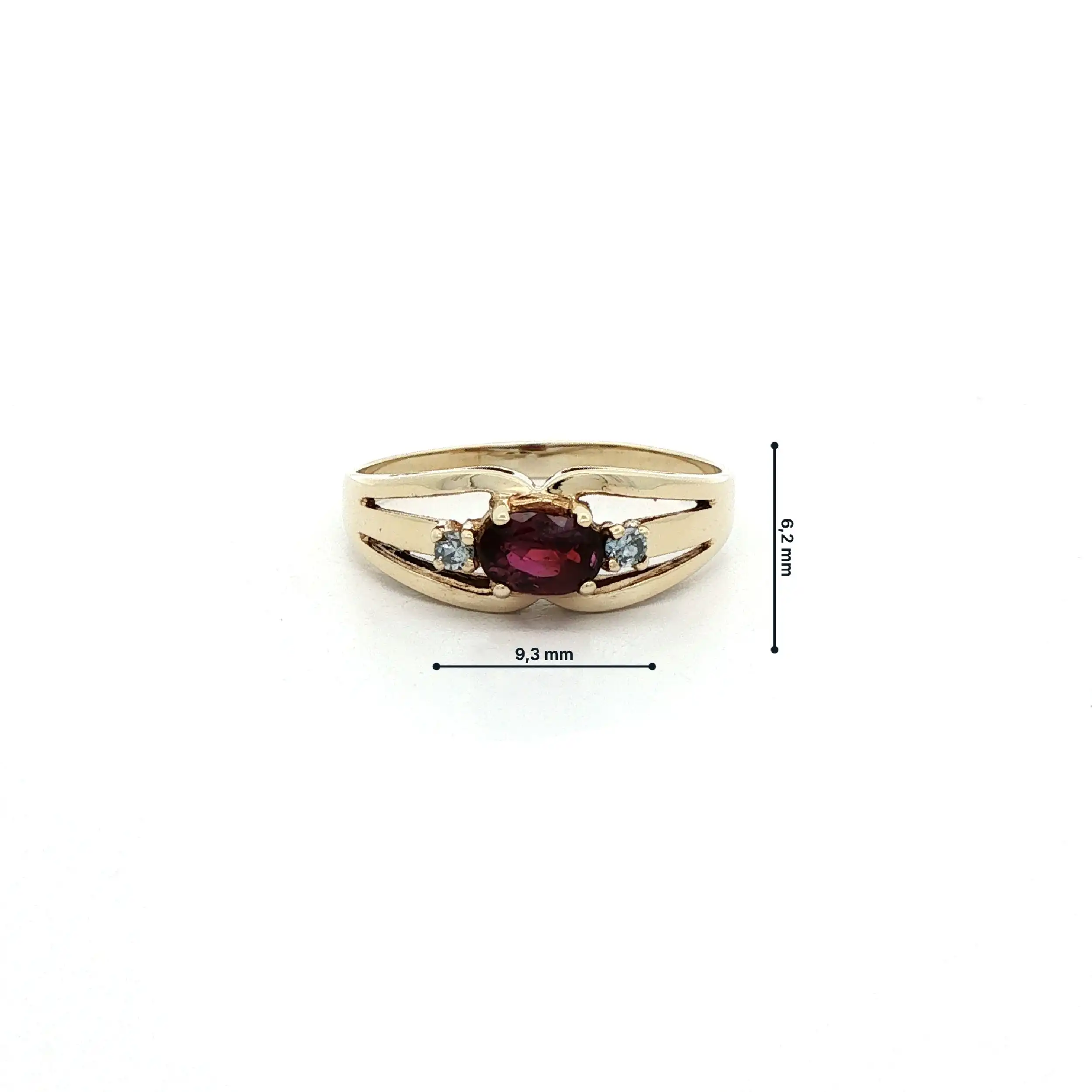 Ring Gelbgold mit rotem Farbstein und Diamanten Ring Gelbgold mit rotem Farbstein und Diamanten