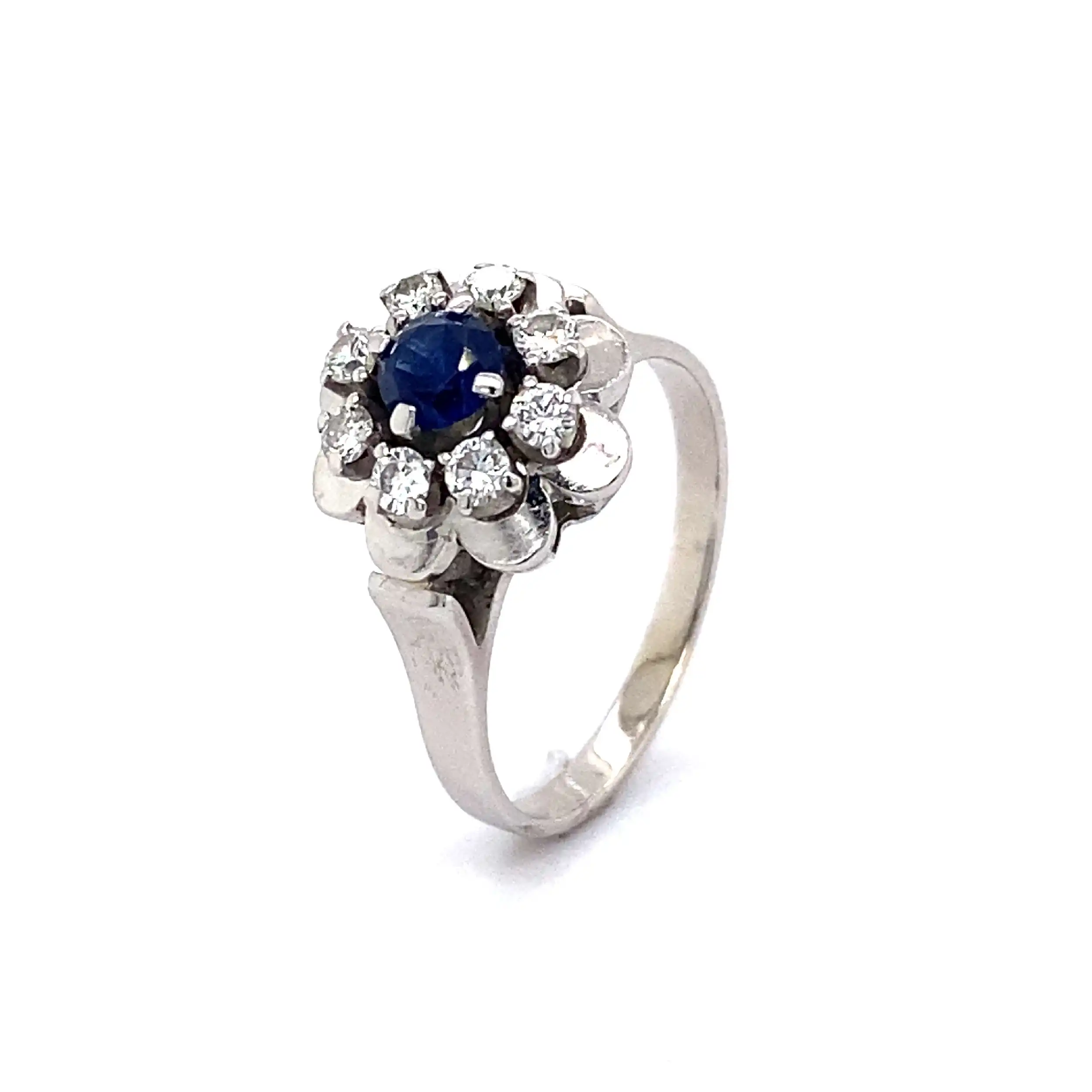 Ring Weißgold mit Saphir und Brillanten Ring Weißgold mit Saphir und Brillanten