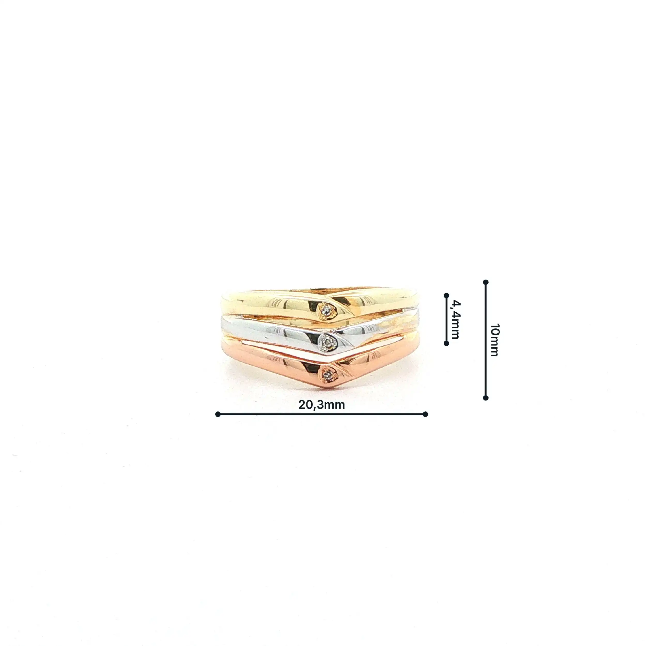 Ring Tricolor mit Diamanten