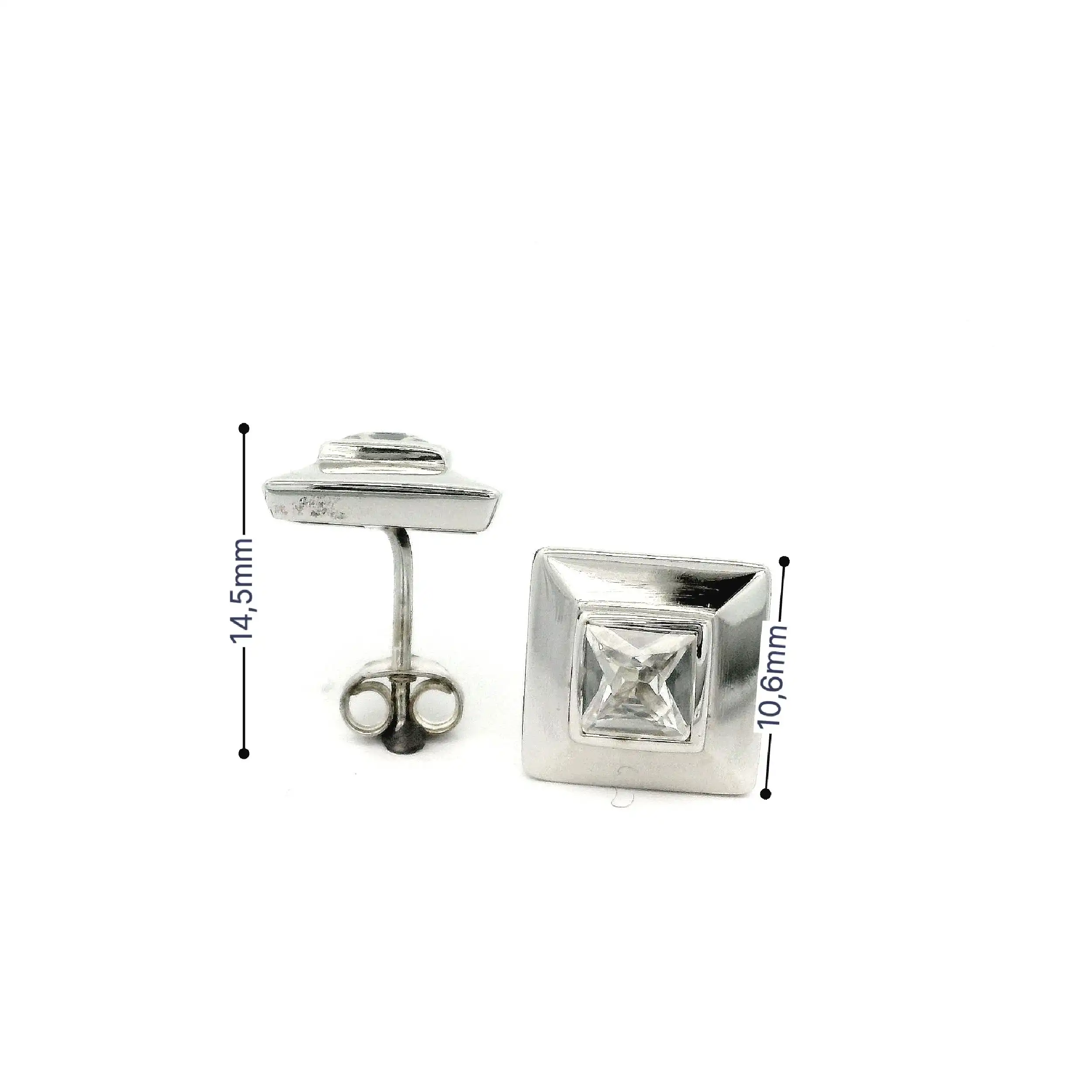 Ohrstecker Silber viereckig mit Zirkonia