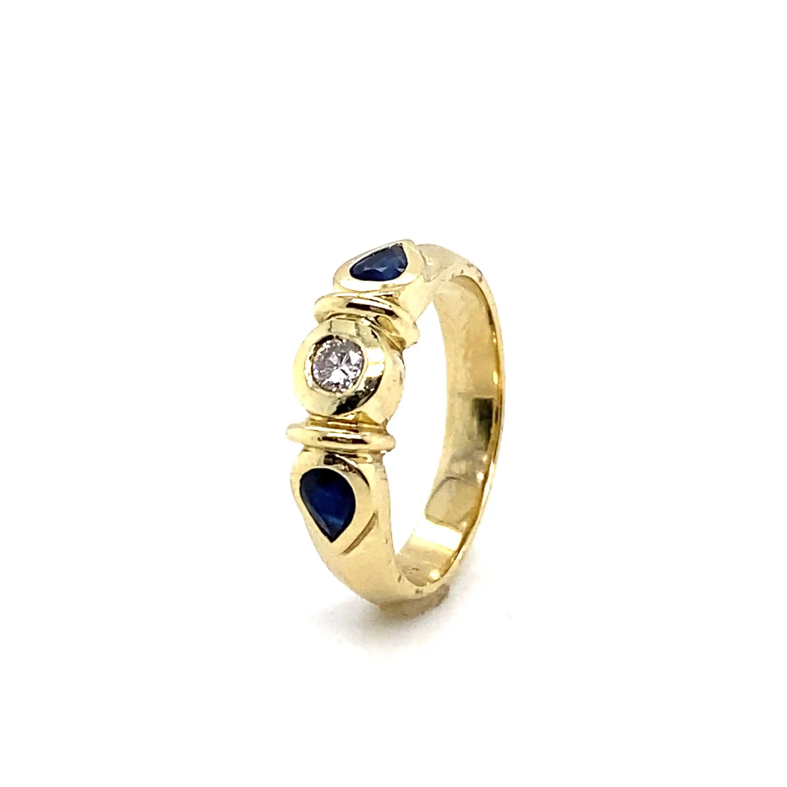 Ring Gelbgold mit Brillant und Saphiren Ring Gelbgold mit Brillant und Saphiren