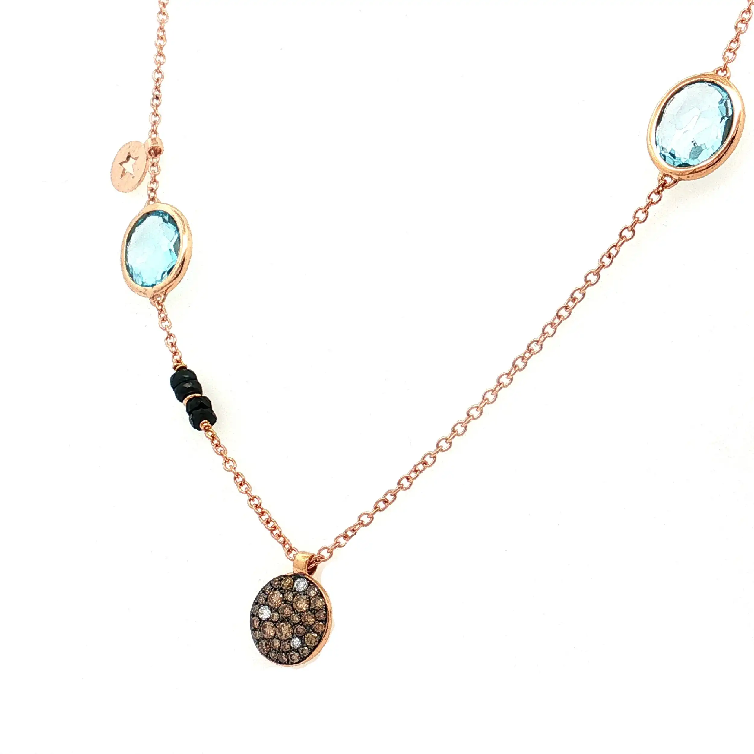 Collier Rotgold Al Coro mit Topas, Saphir und Diamanten Collier Rotgold Al Coro mit Topas, Saphir und Diamanten